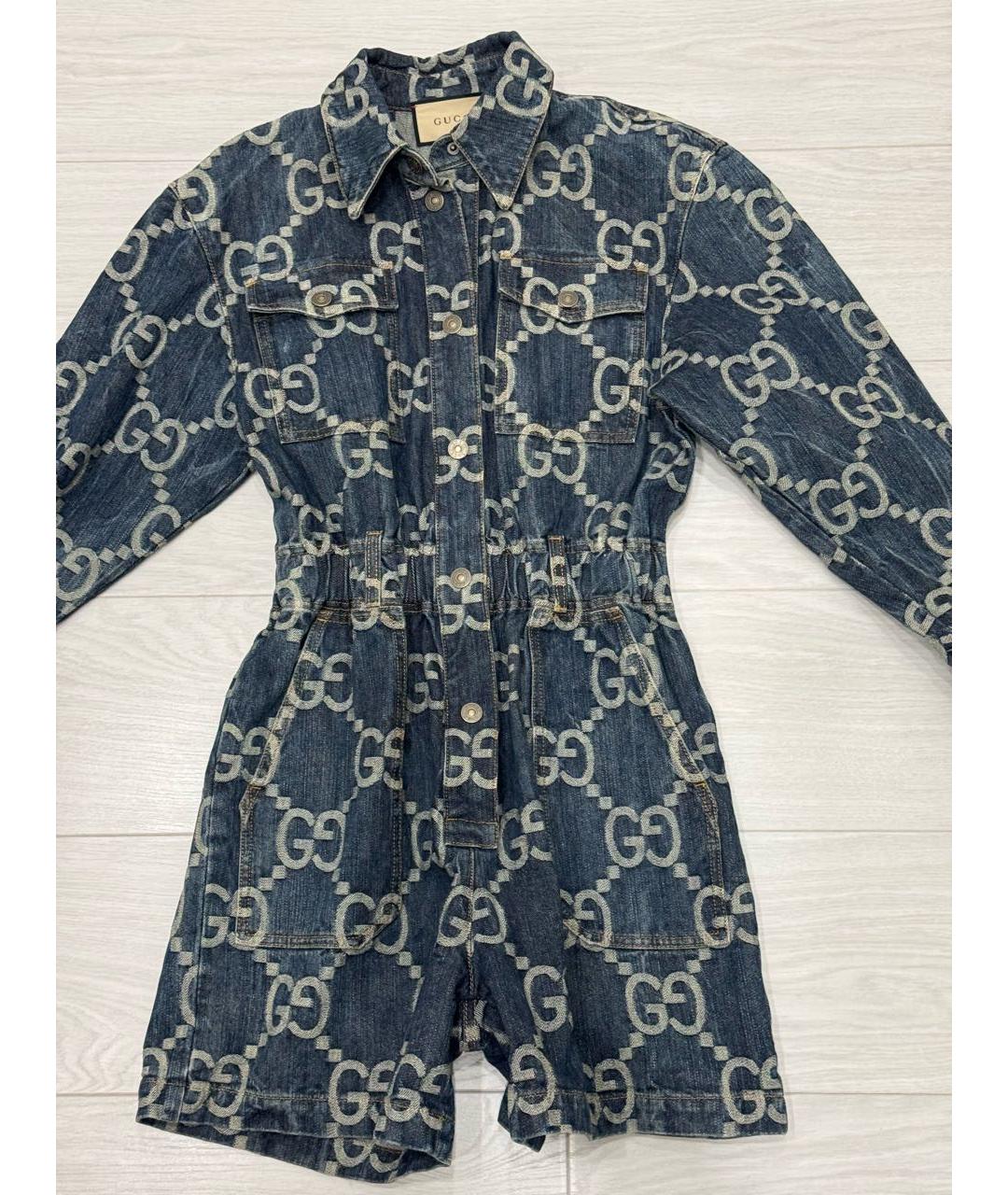 GUCCI Темно-синий деним комбинезон, фото 5