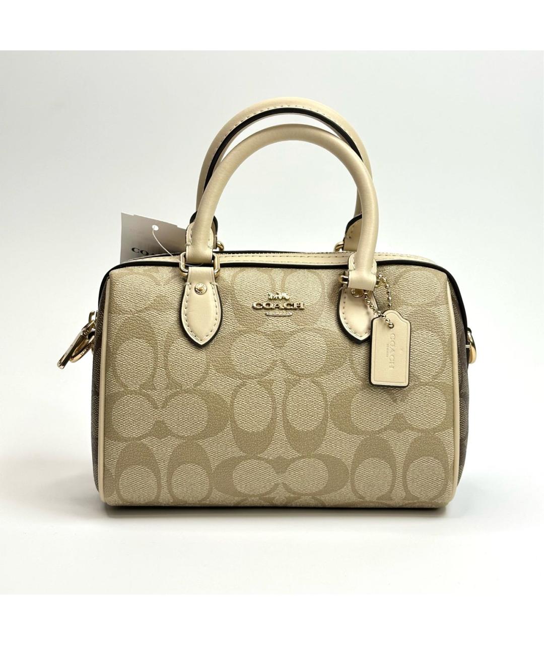 COACH Бежевая сумка с короткими ручками, фото 8