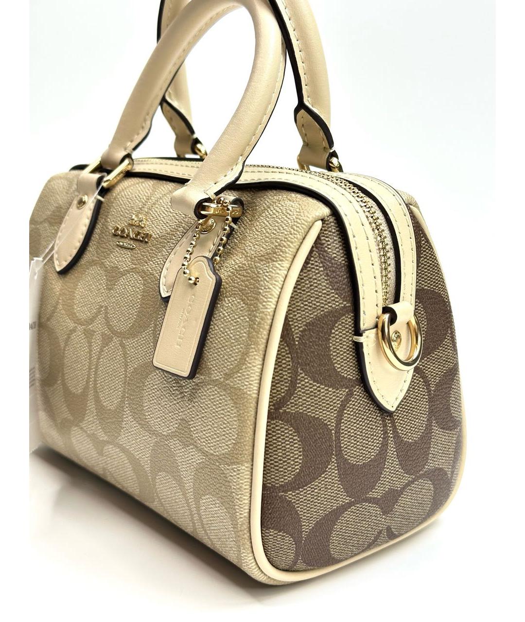 COACH Бежевая сумка с короткими ручками, фото 5