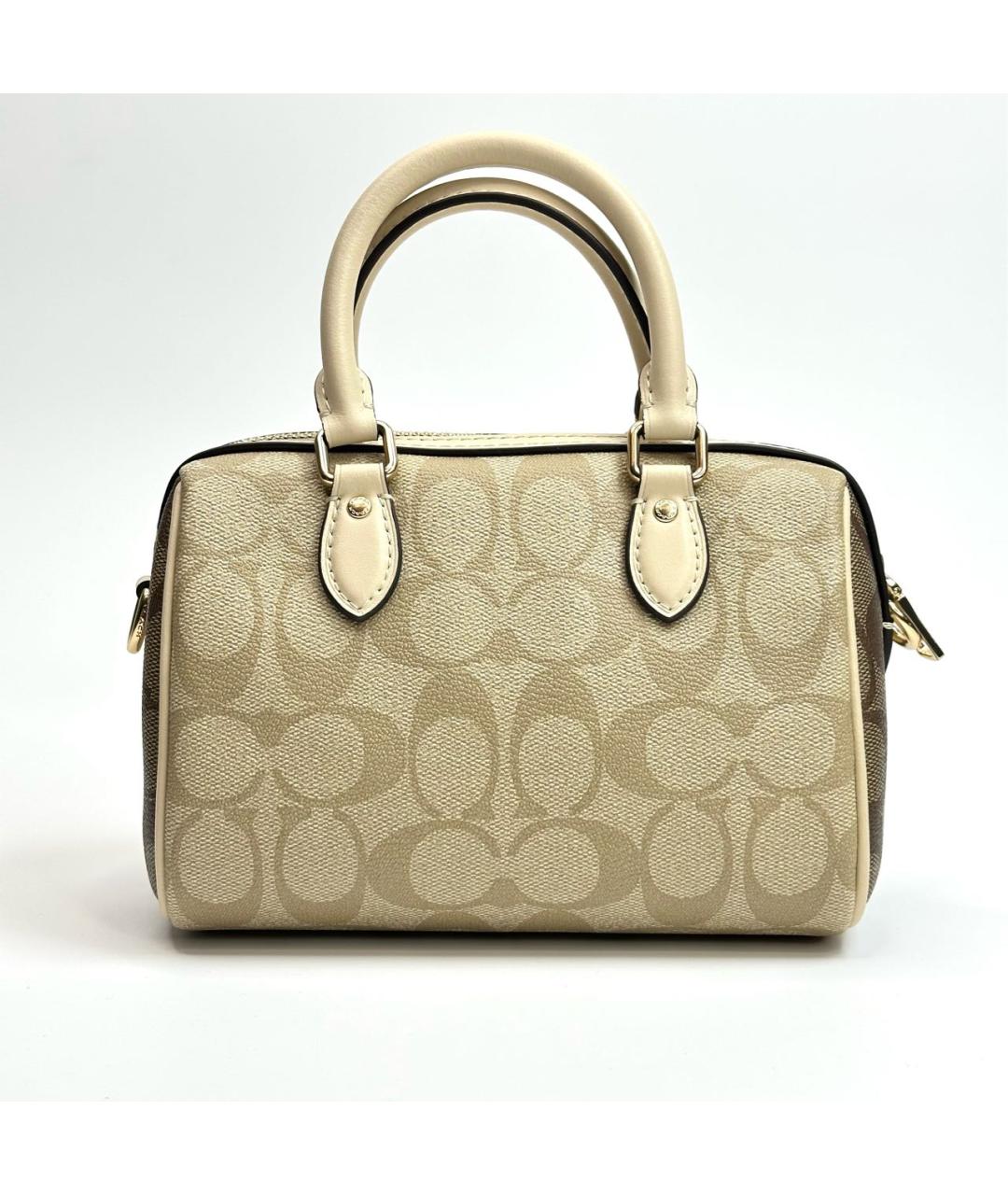 COACH Бежевая сумка с короткими ручками, фото 3