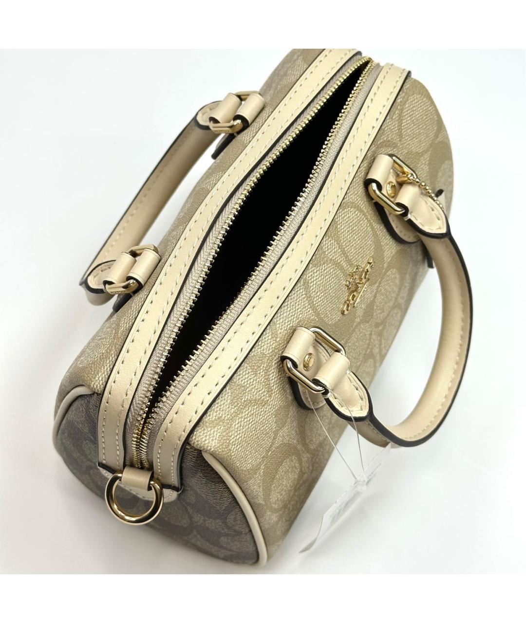 COACH Бежевая сумка с короткими ручками, фото 4