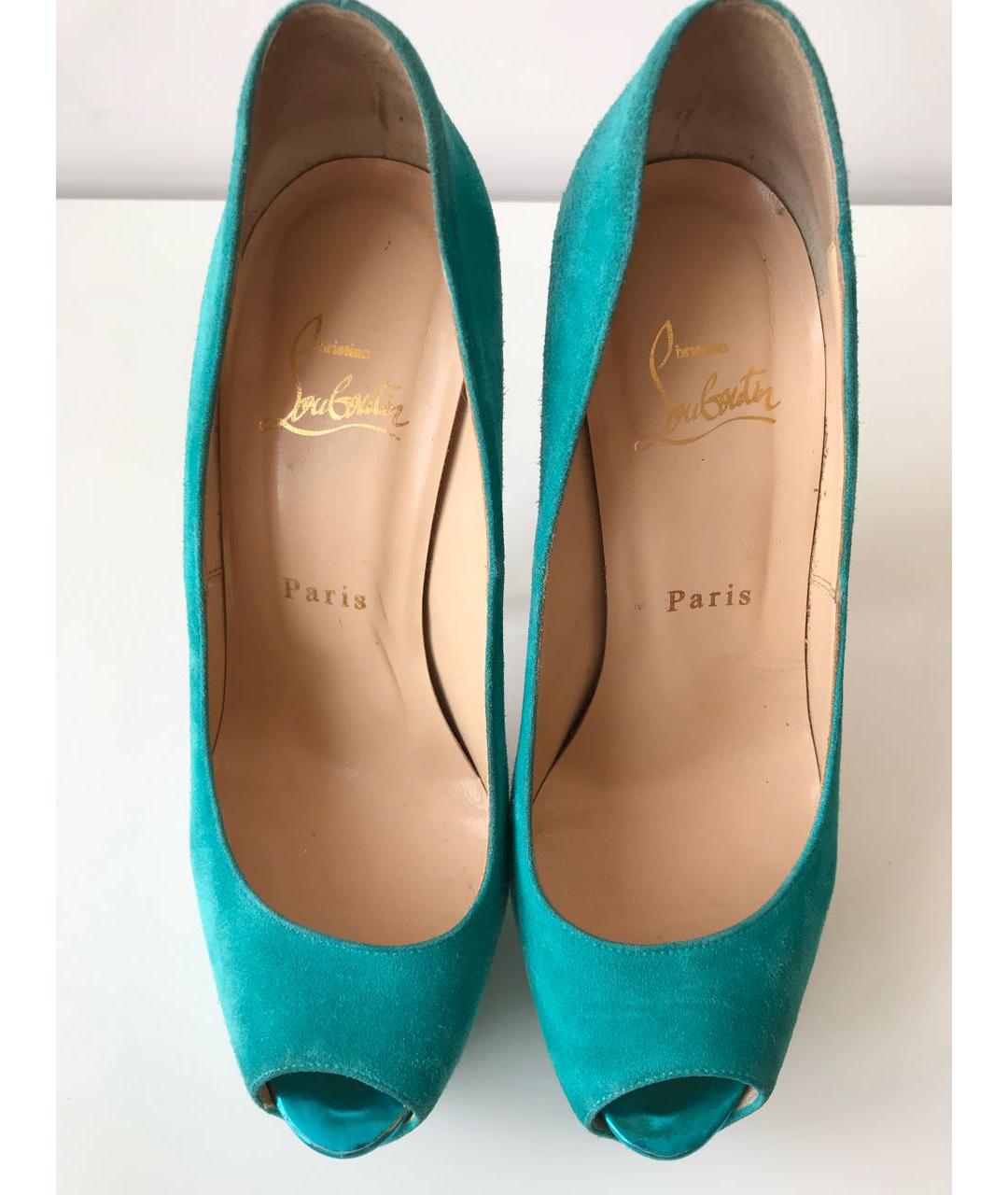 CHRISTIAN LOUBOUTIN Бирюзовые замшевые туфли, фото 3