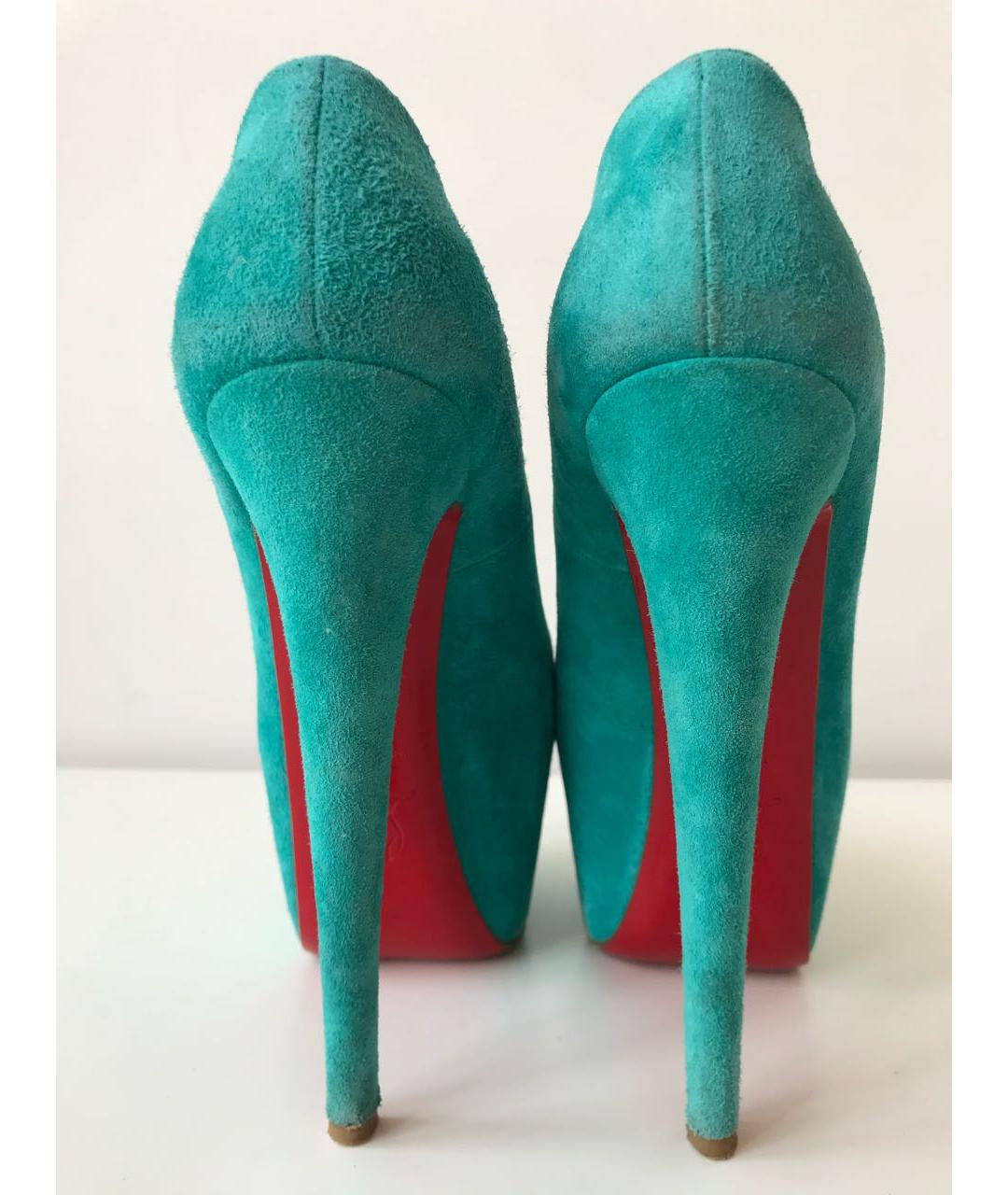 CHRISTIAN LOUBOUTIN Бирюзовые замшевые туфли, фото 4