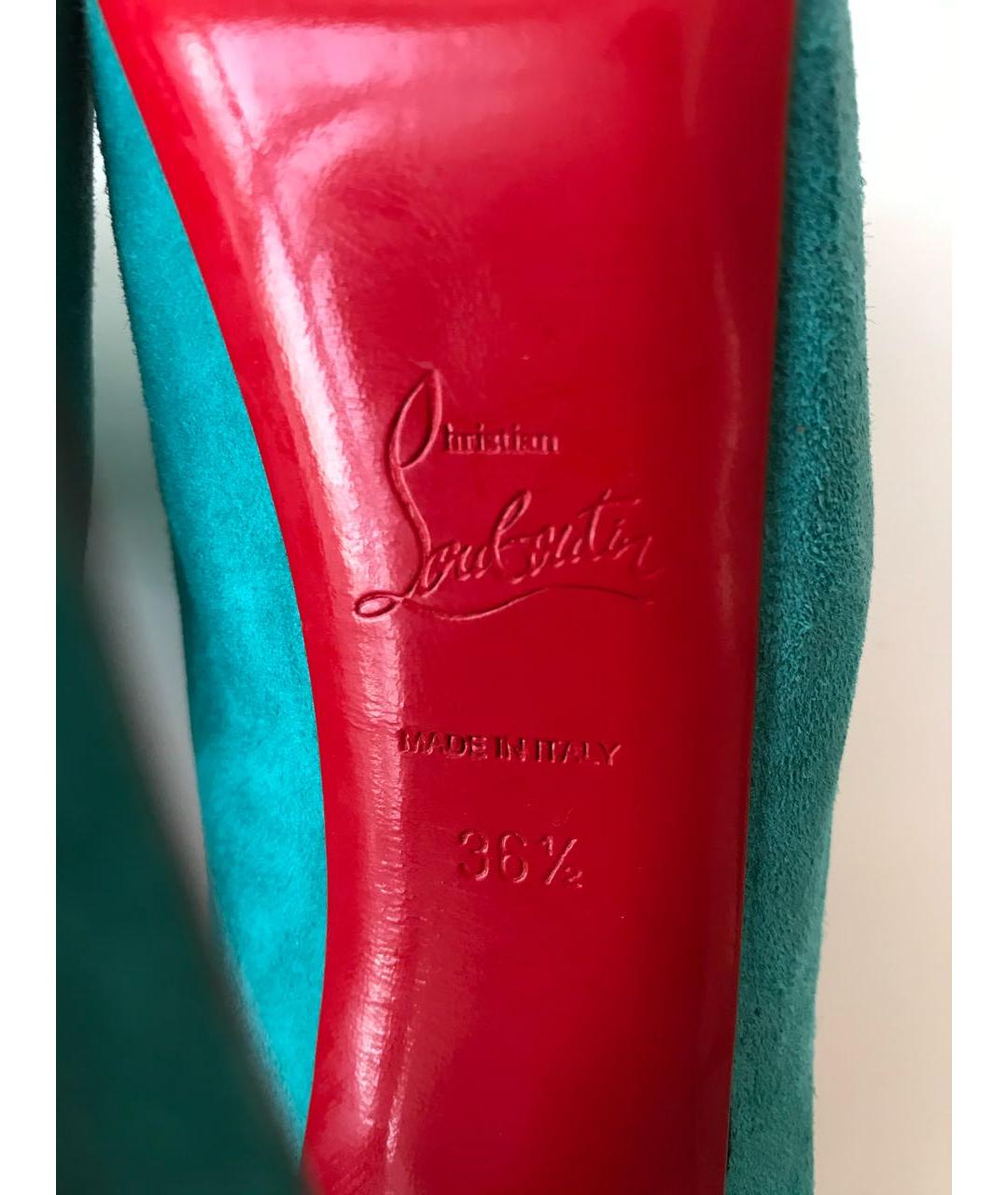 CHRISTIAN LOUBOUTIN Бирюзовые замшевые туфли, фото 6