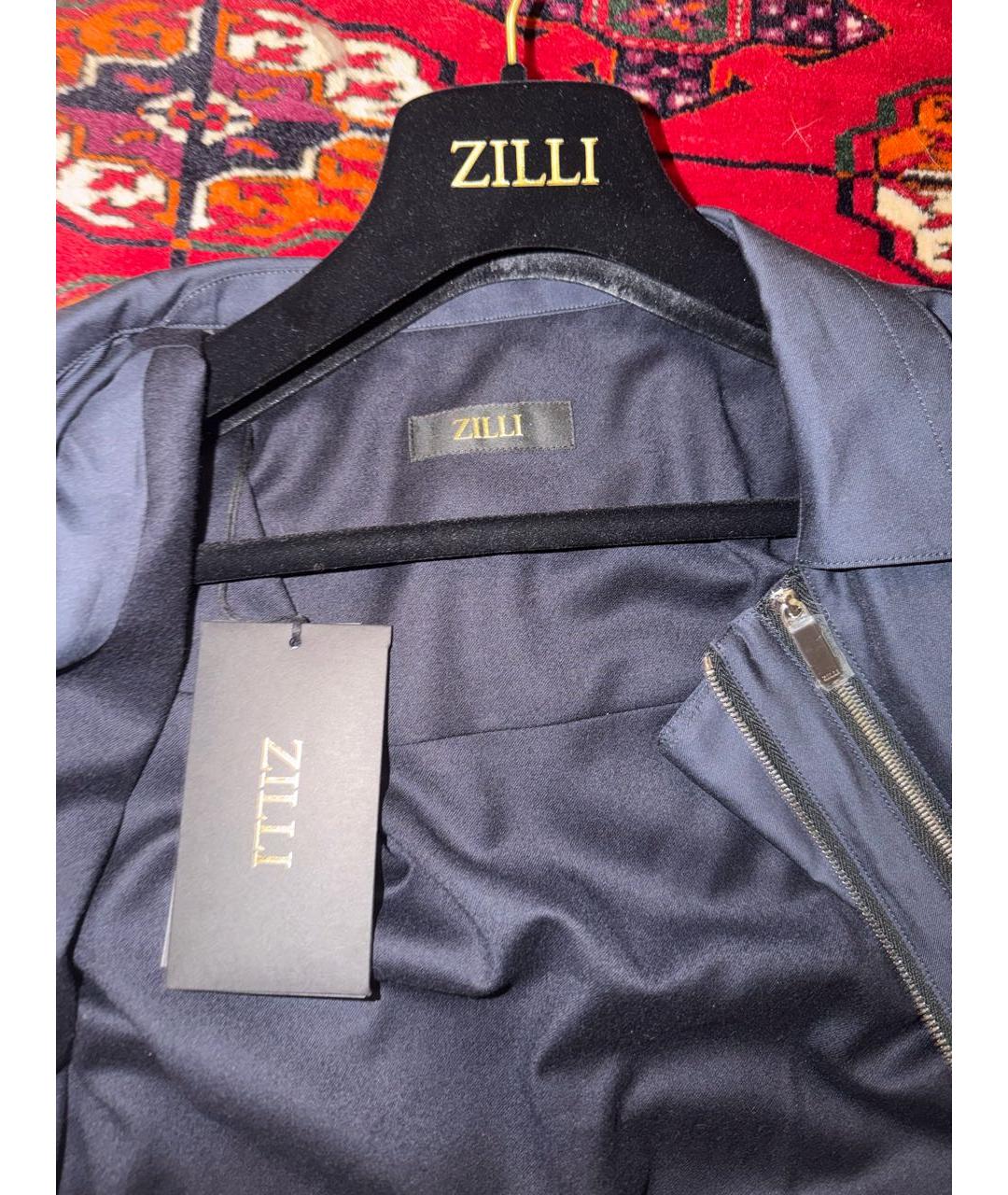 ZILLI Темно-синяя кожаная куртка, фото 3