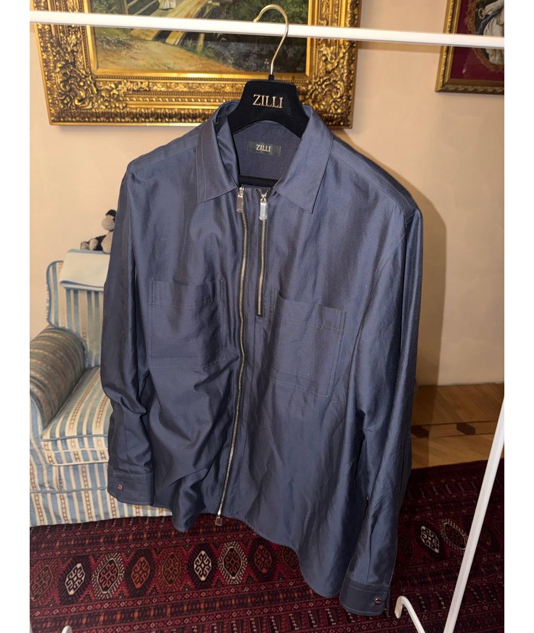ZILLI Темно-синяя кожаная куртка, фото 5