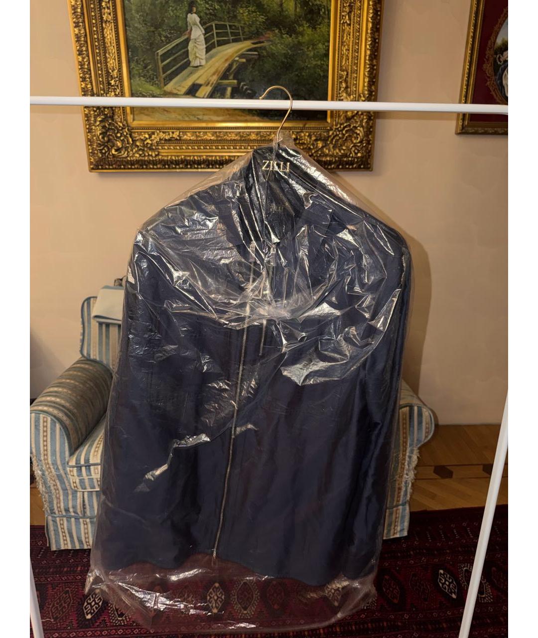 ZILLI Темно-синяя кожаная куртка, фото 2