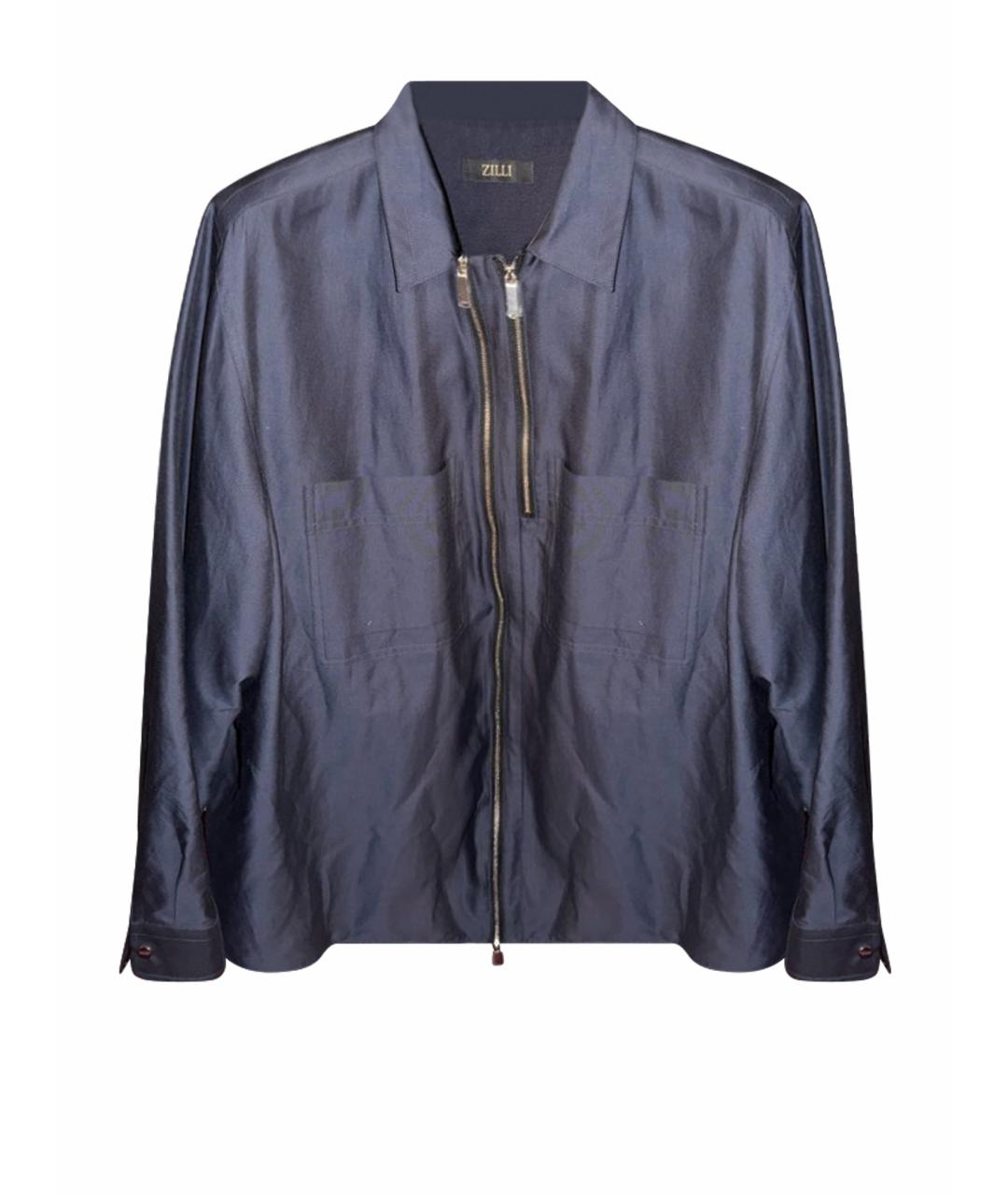 ZILLI Темно-синяя кожаная куртка, фото 1