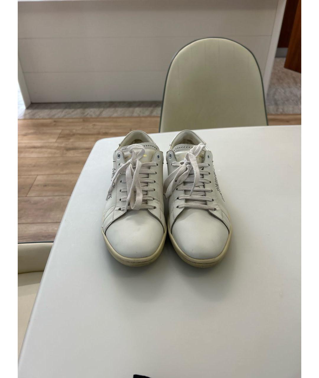 SAINT LAURENT Белые кожаные кеды, фото 2