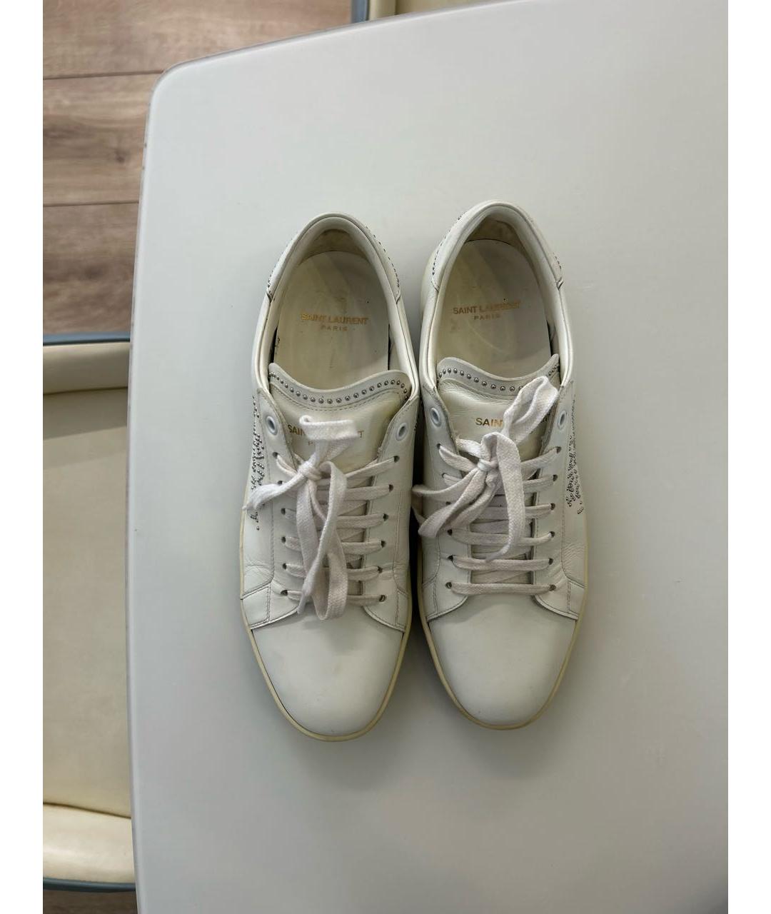 SAINT LAURENT Белые кожаные кеды, фото 3