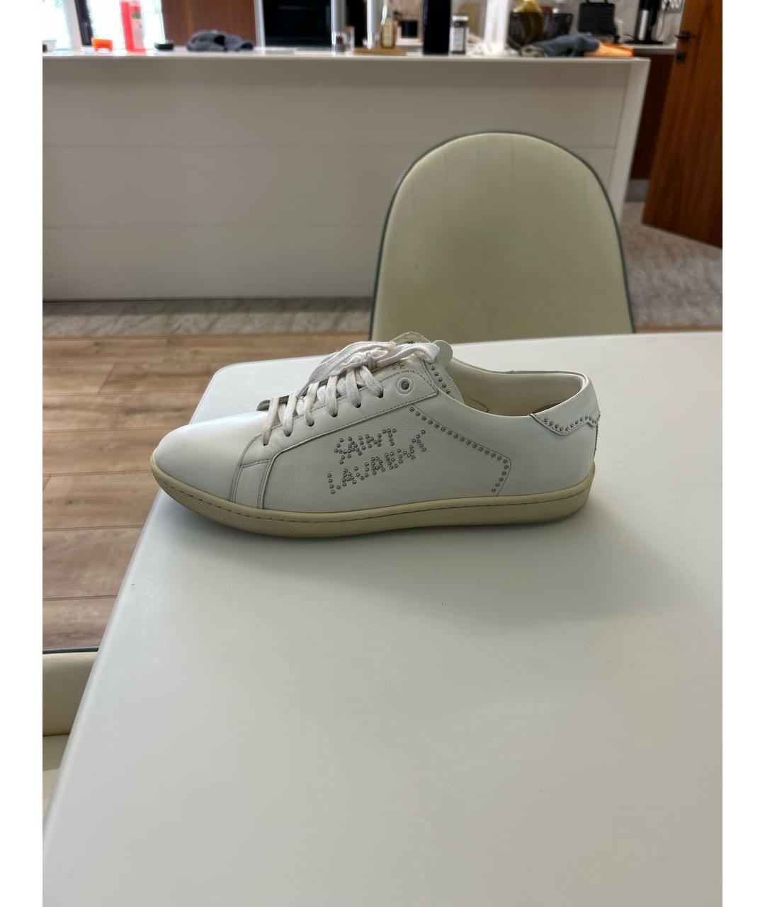 SAINT LAURENT Белые кожаные кеды, фото 6