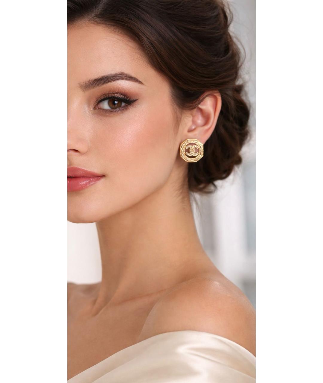 CHANEL Золотые металлические серьги, фото 4