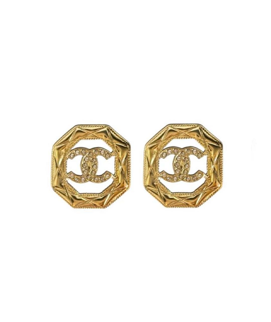 CHANEL Золотые металлические серьги, фото 1