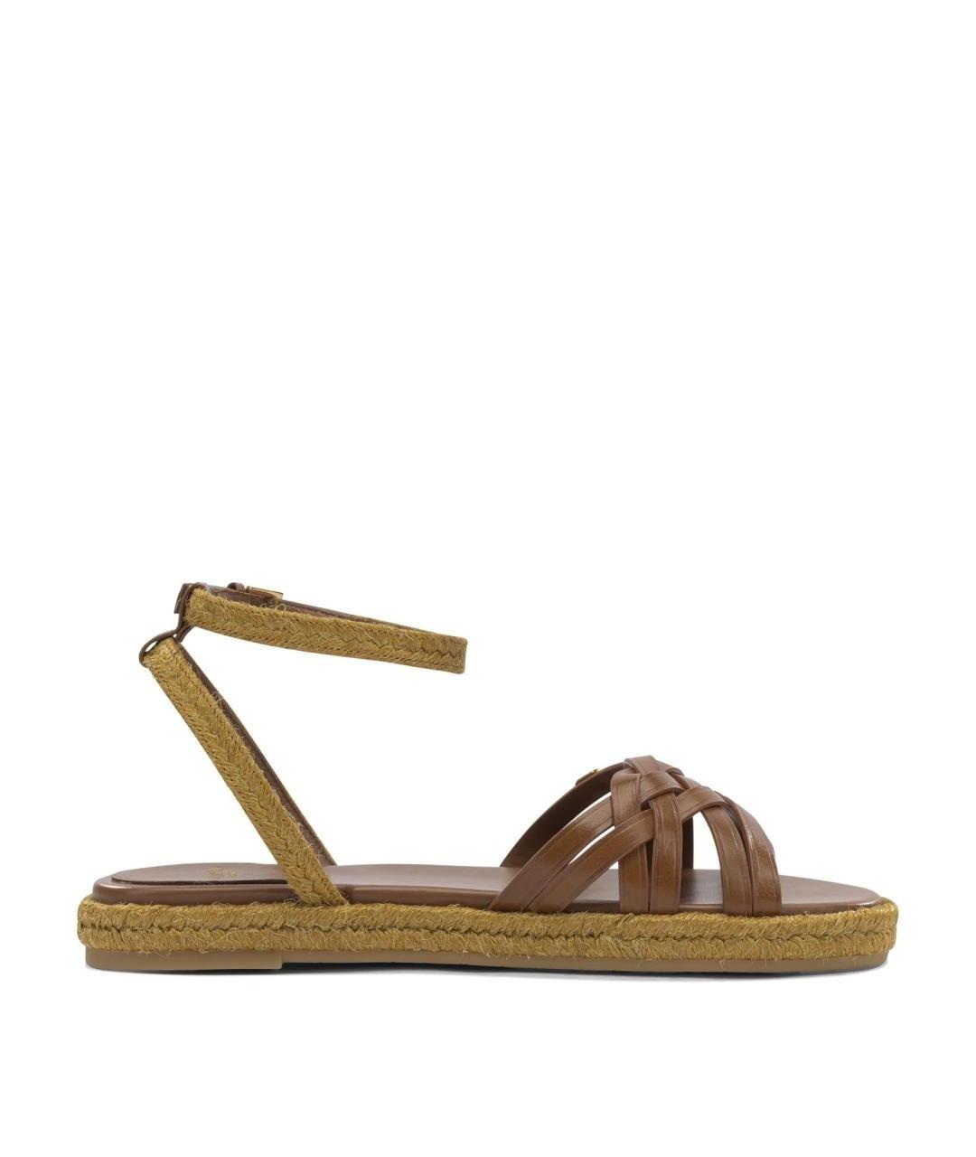 VALENTINO Коричневые кожаные босоножки, фото 1