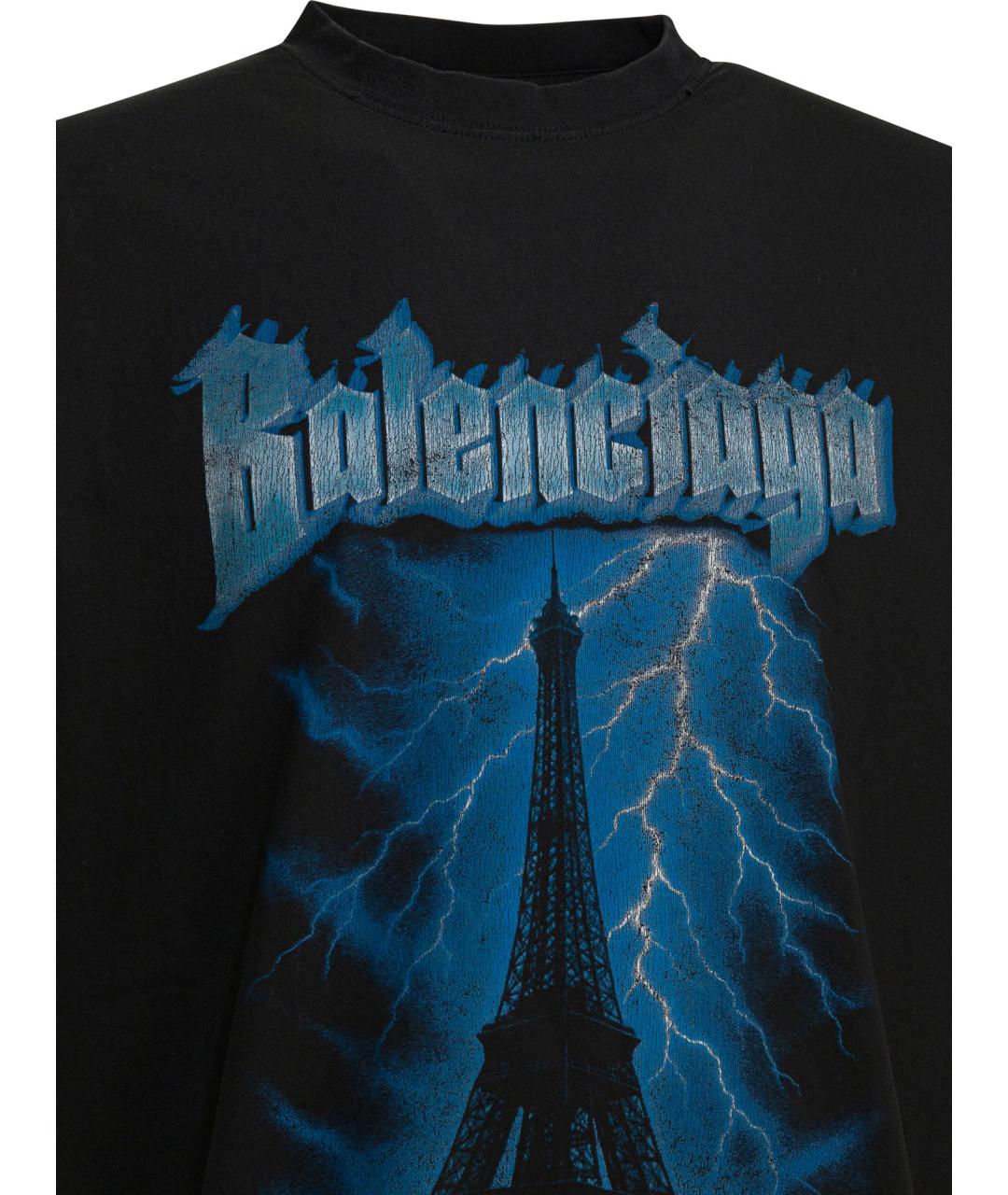 BALENCIAGA Черная хлопковая футболка, фото 3