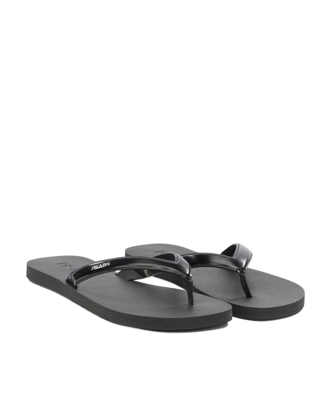 PRADA Черные кожаные шлепанцы, фото 2