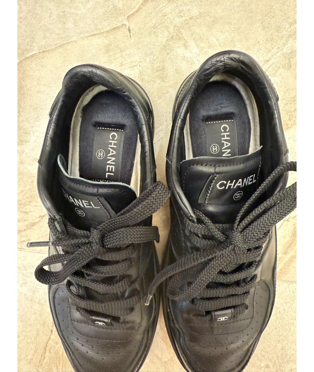 CHANEL Черные кожаные кеды, фото 3