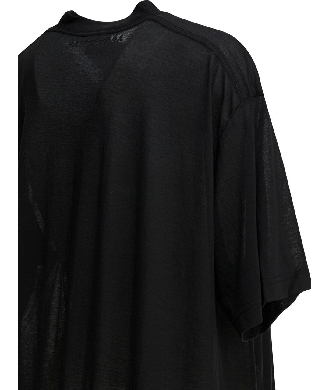 BALENCIAGA Черная хлопковая футболка, фото 4