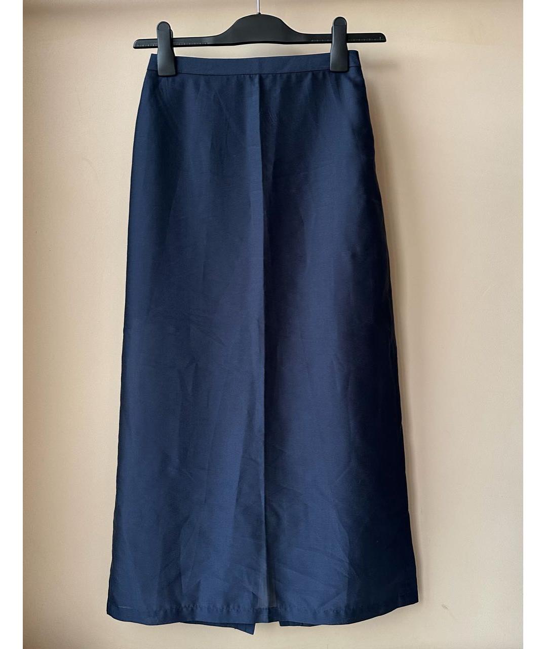 THE FRANKIE SHOP Темно-синяя полиэстеровая юбка миди, фото 2