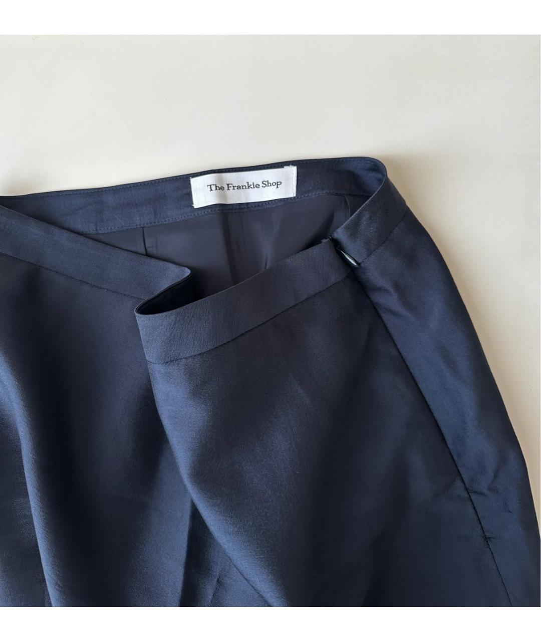THE FRANKIE SHOP Темно-синяя полиэстеровая юбка миди, фото 4