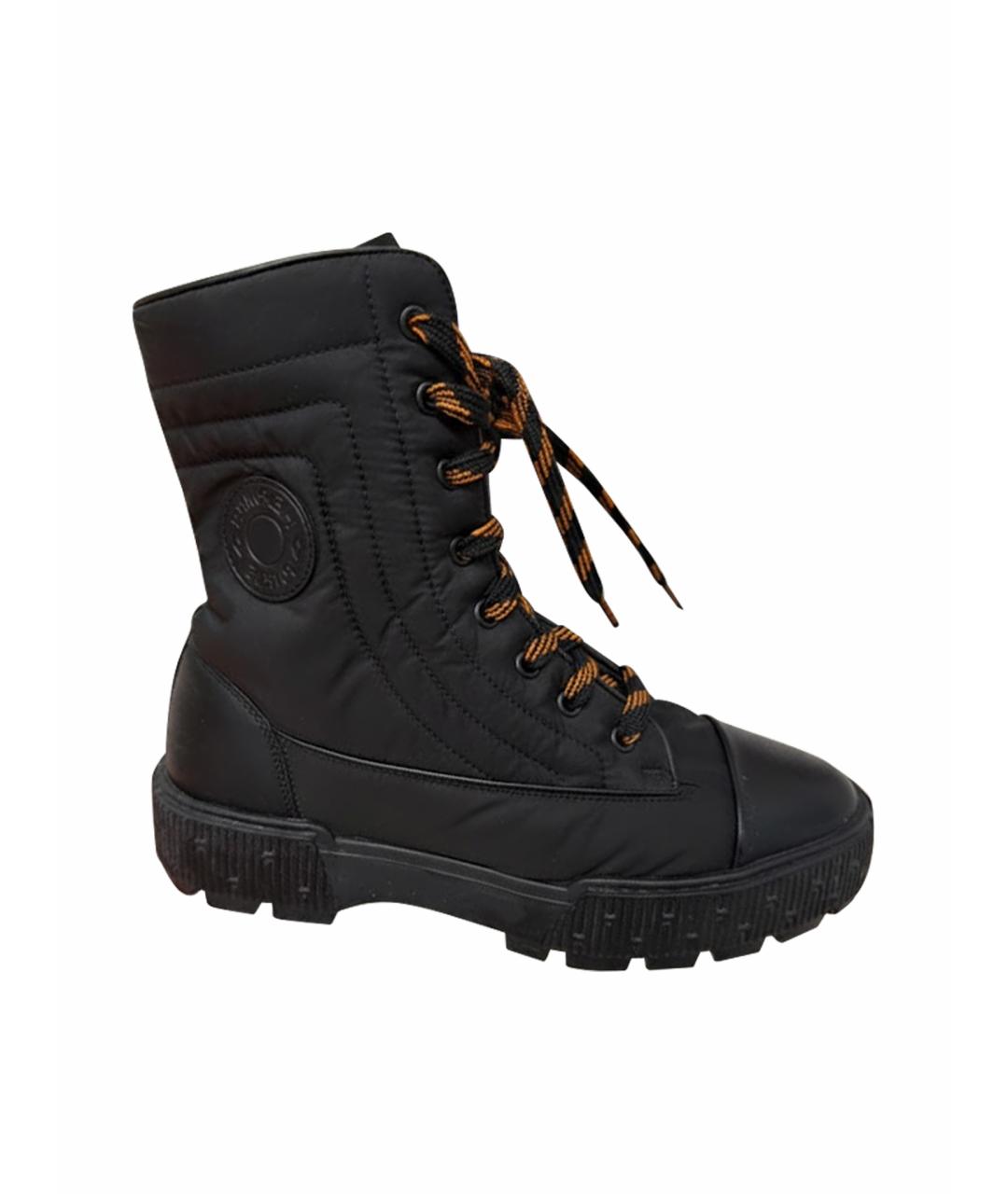 HERMES Черные текстильные ботинки, фото 1