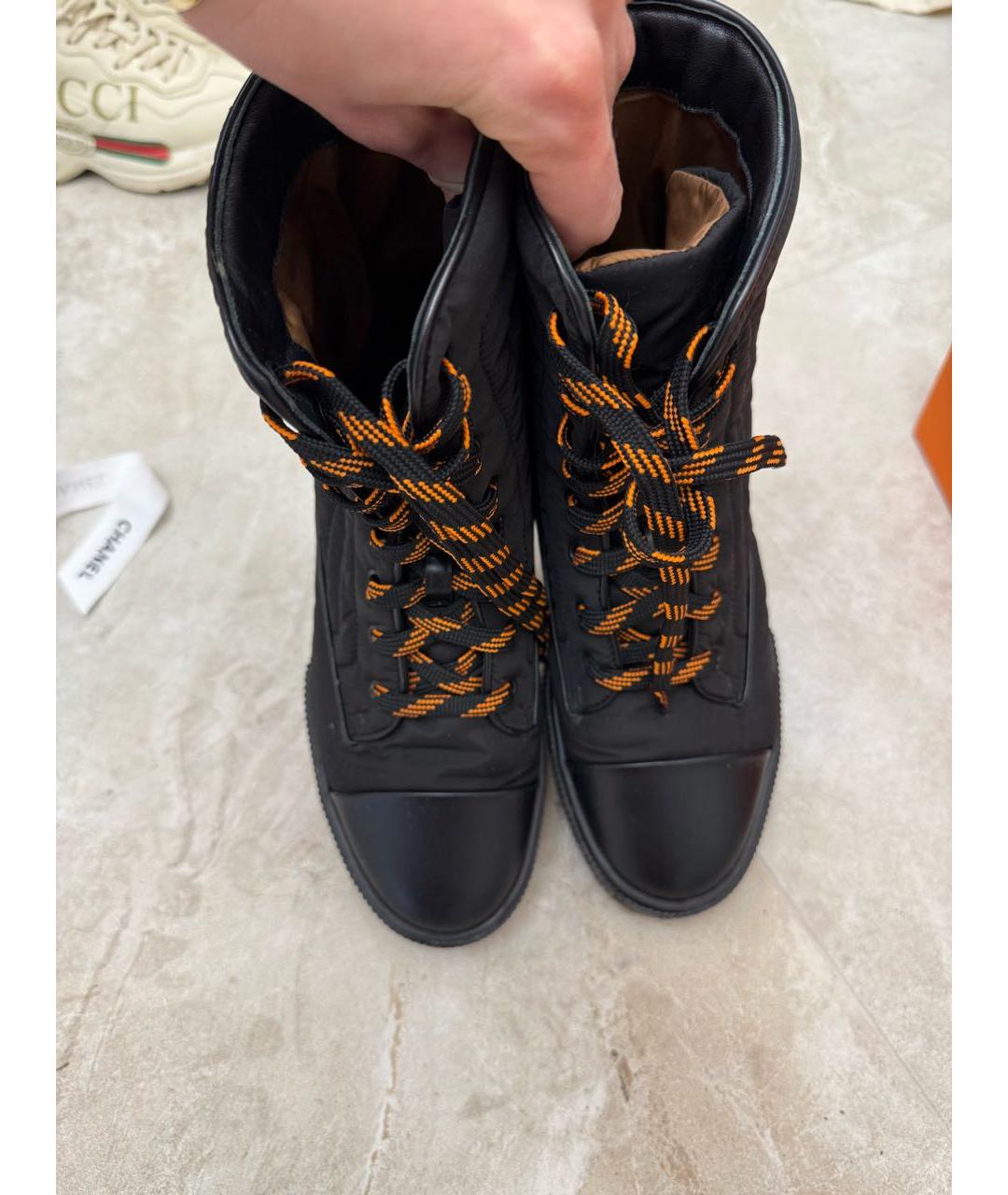 HERMES Черные текстильные ботинки, фото 2