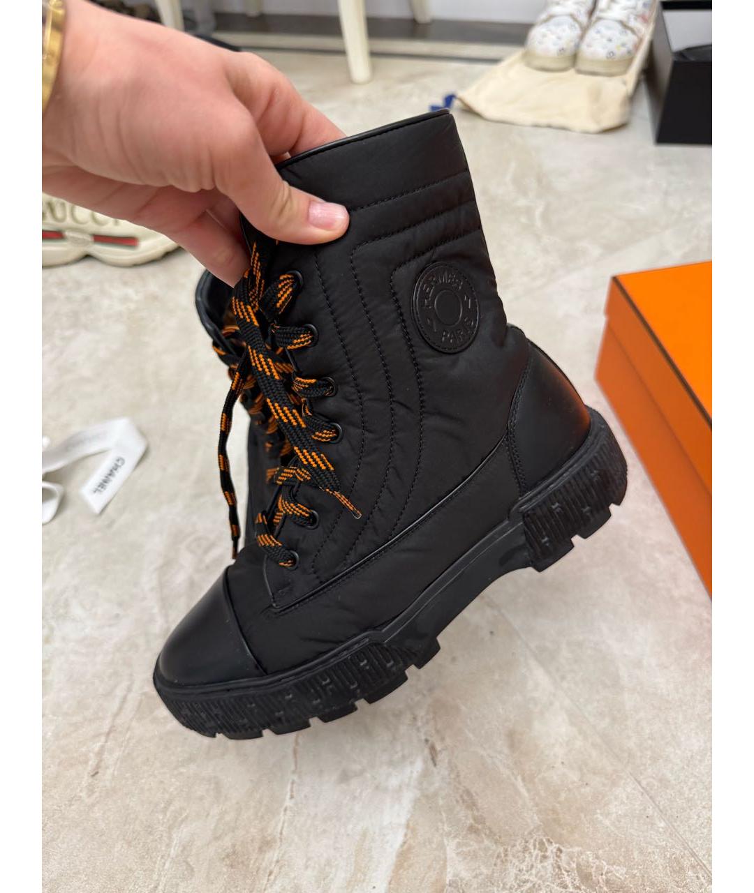 HERMES Черные текстильные ботинки, фото 5