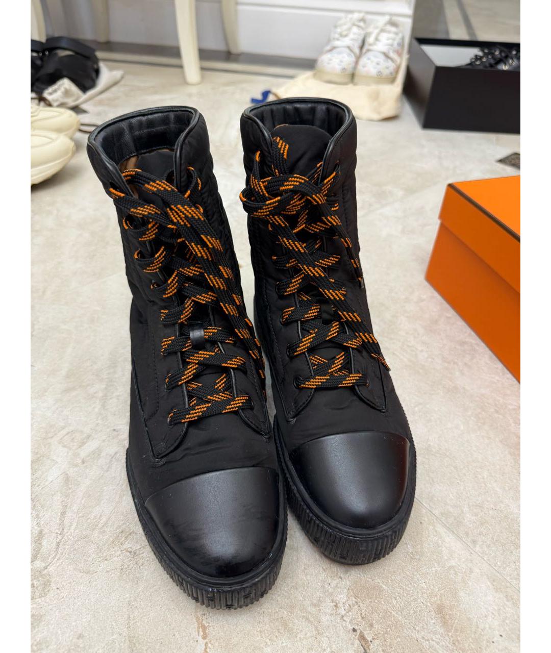 HERMES Черные текстильные ботинки, фото 4