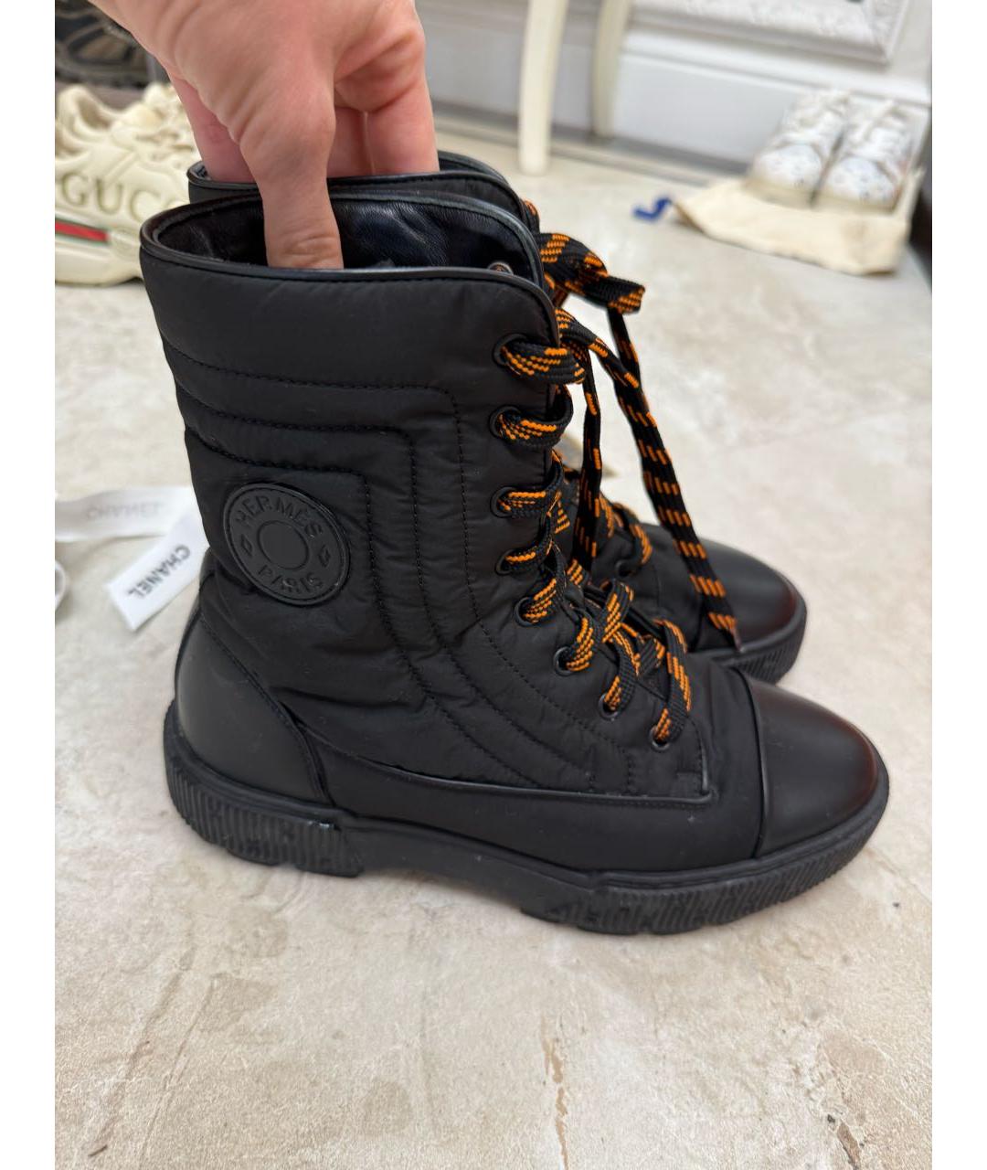 HERMES Черные текстильные ботинки, фото 3