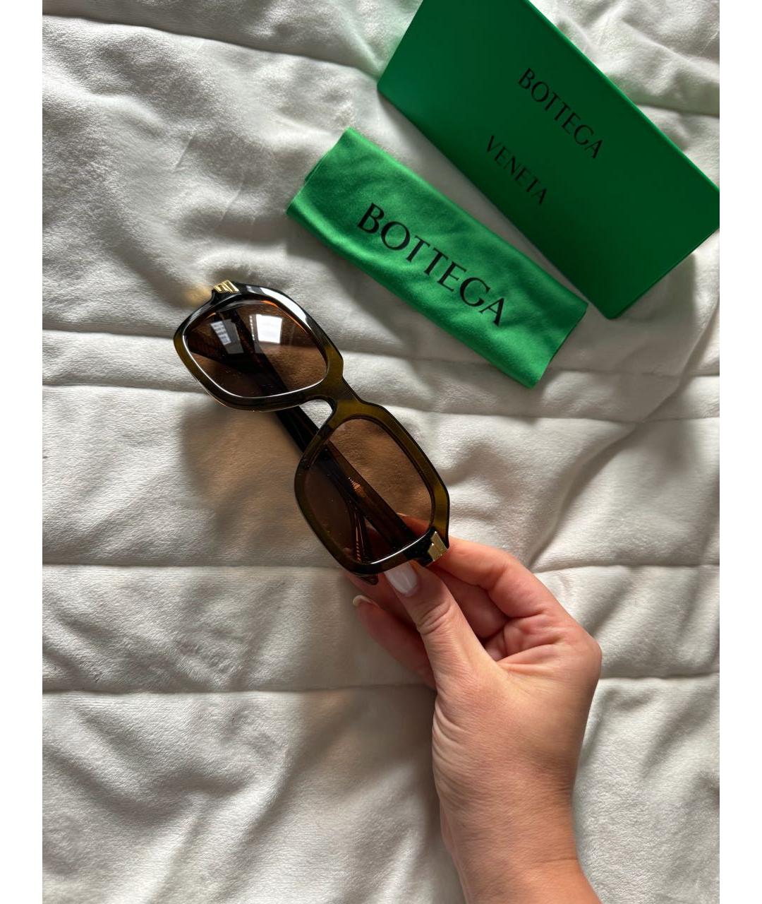 BOTTEGA VENETA Коричневые пластиковые солнцезащитные очки, фото 4