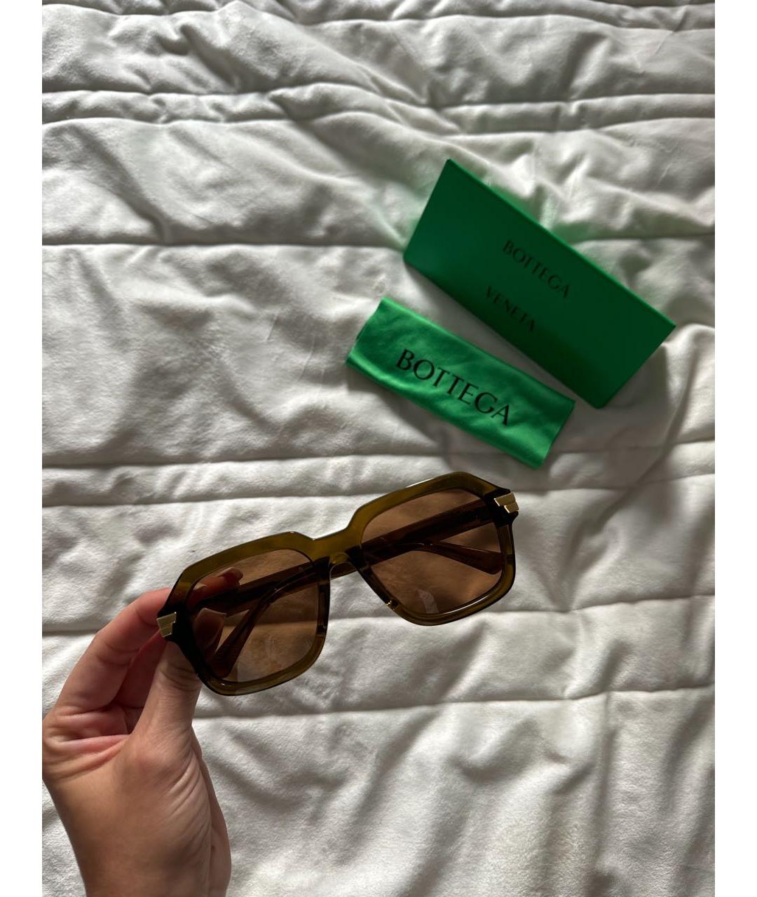 BOTTEGA VENETA Коричневые пластиковые солнцезащитные очки, фото 2