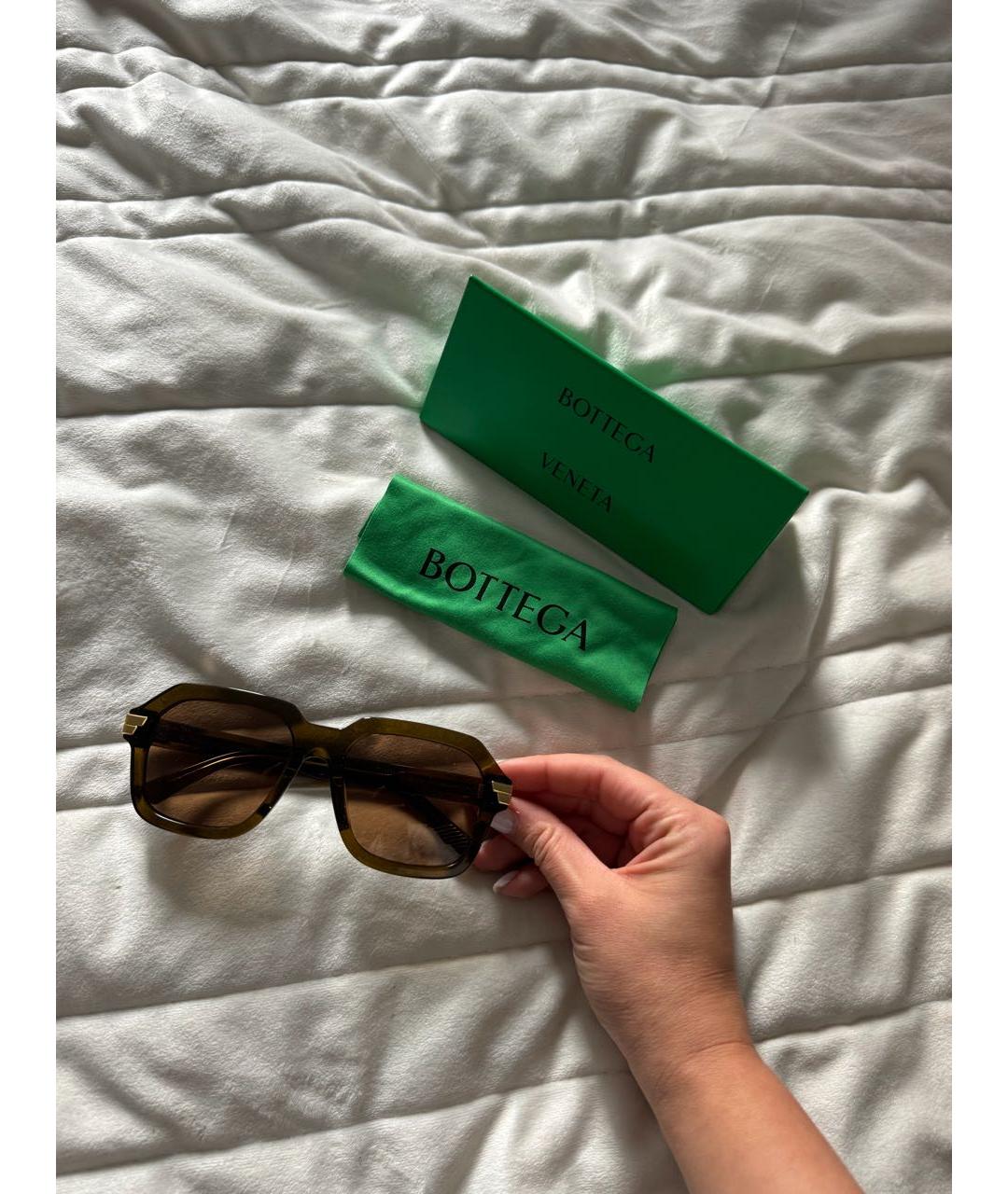 BOTTEGA VENETA Коричневые пластиковые солнцезащитные очки, фото 5