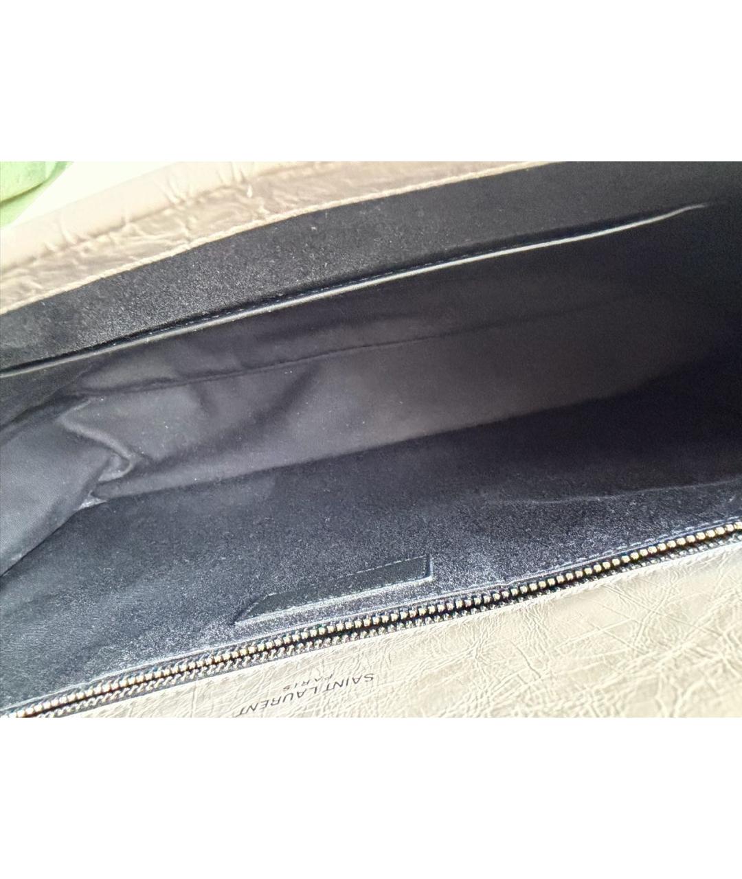 SAINT LAURENT Серая кожаная сумка через плечо, фото 4