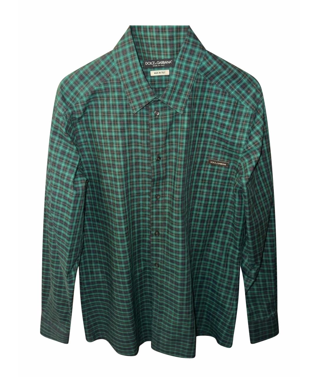 DOLCE&GABBANA Зеленая хлопковая классическая рубашка, фото 1