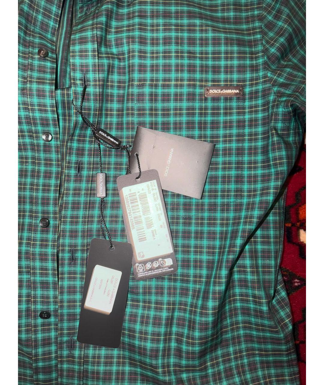 DOLCE&GABBANA Зеленая хлопковая классическая рубашка, фото 3