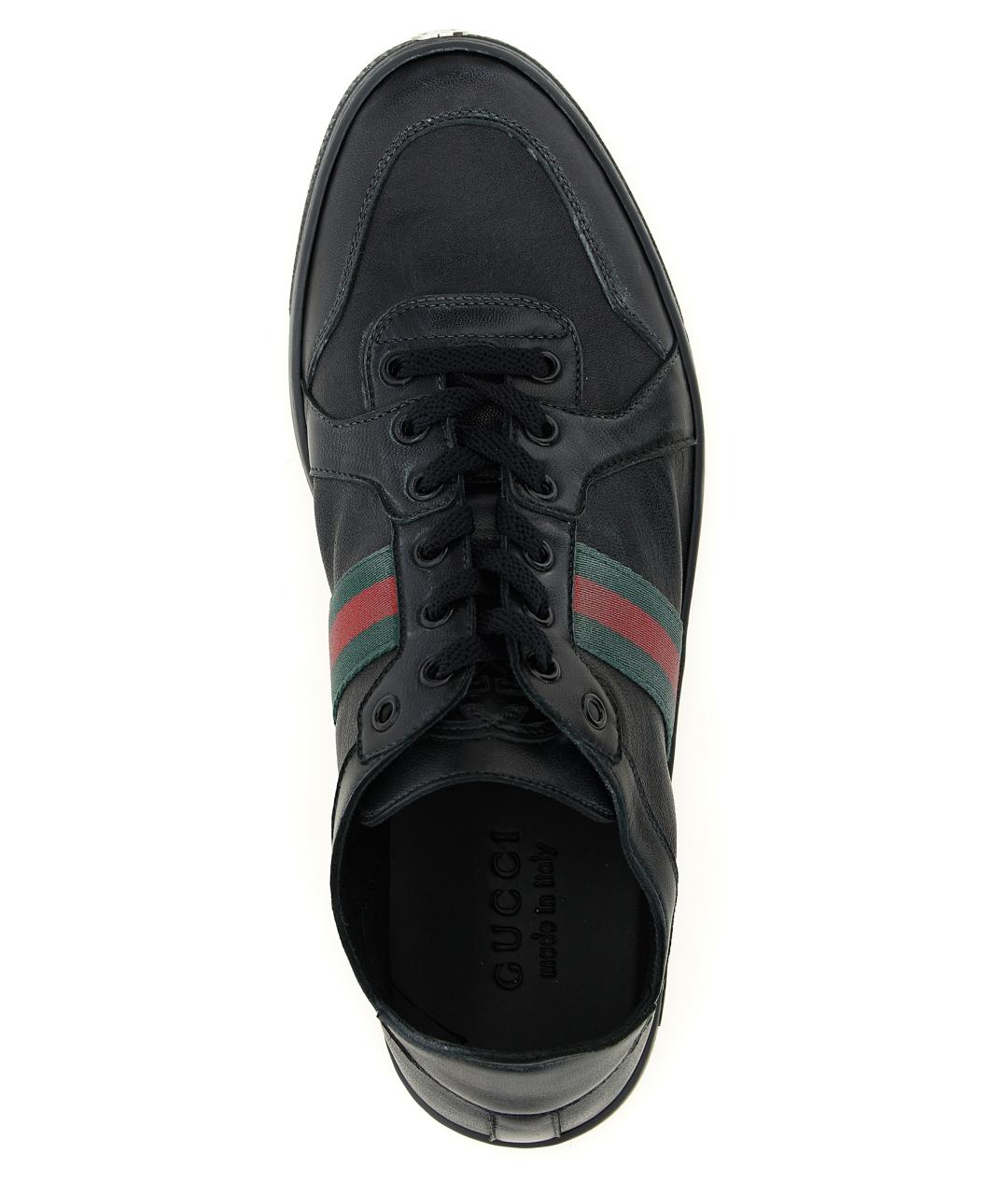 GUCCI Черные кожаные низкие кроссовки / кеды, фото 3