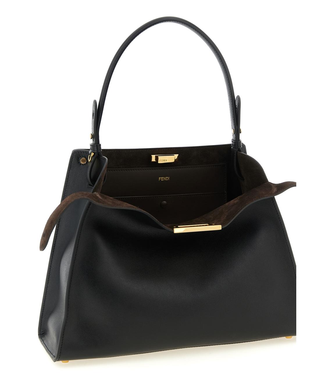 FENDI Черная кожаная сумка тоут, фото 3