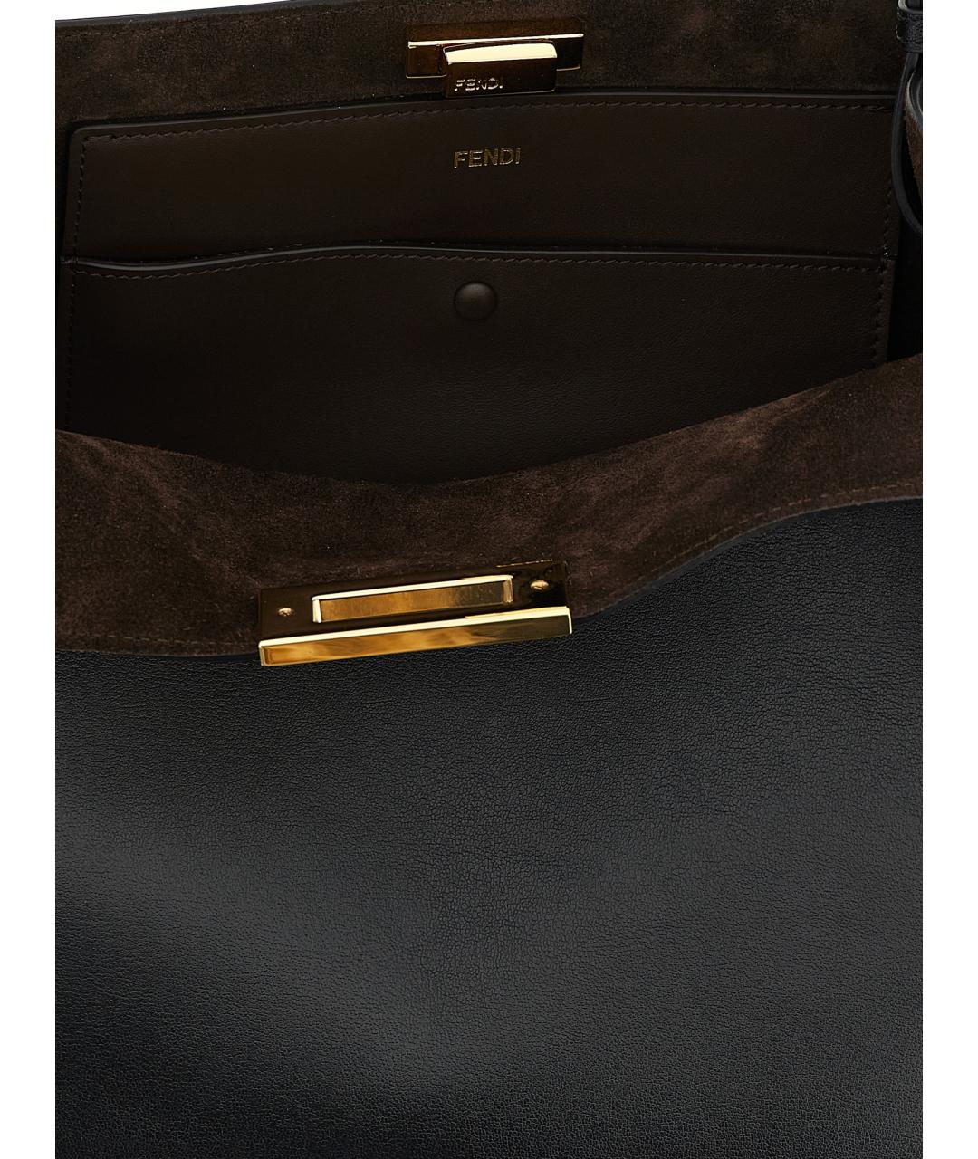 FENDI Черная кожаная сумка тоут, фото 4