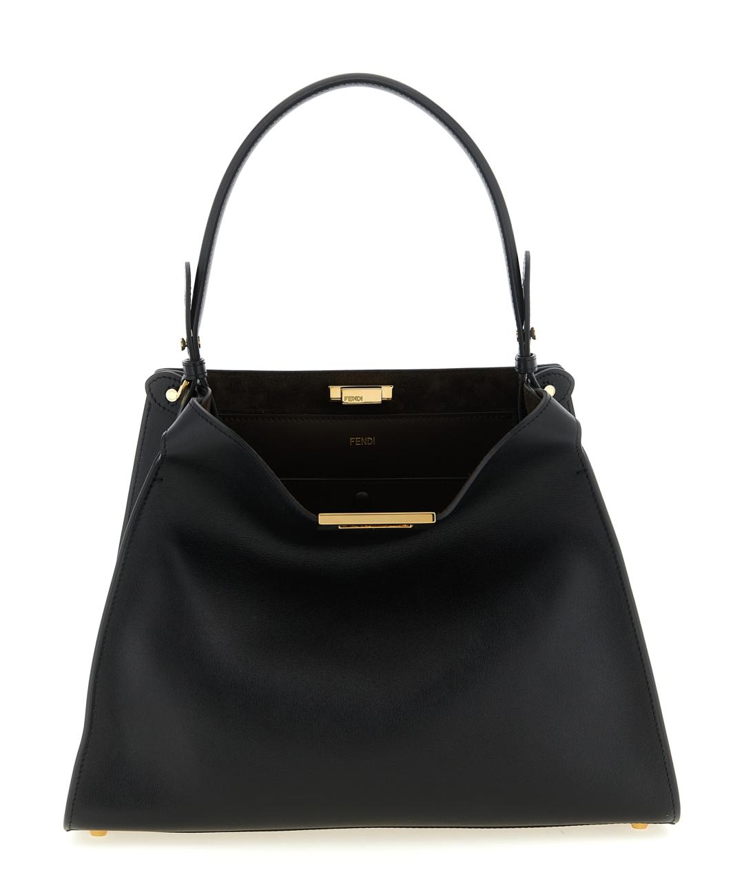 FENDI Черная кожаная сумка тоут, фото 1