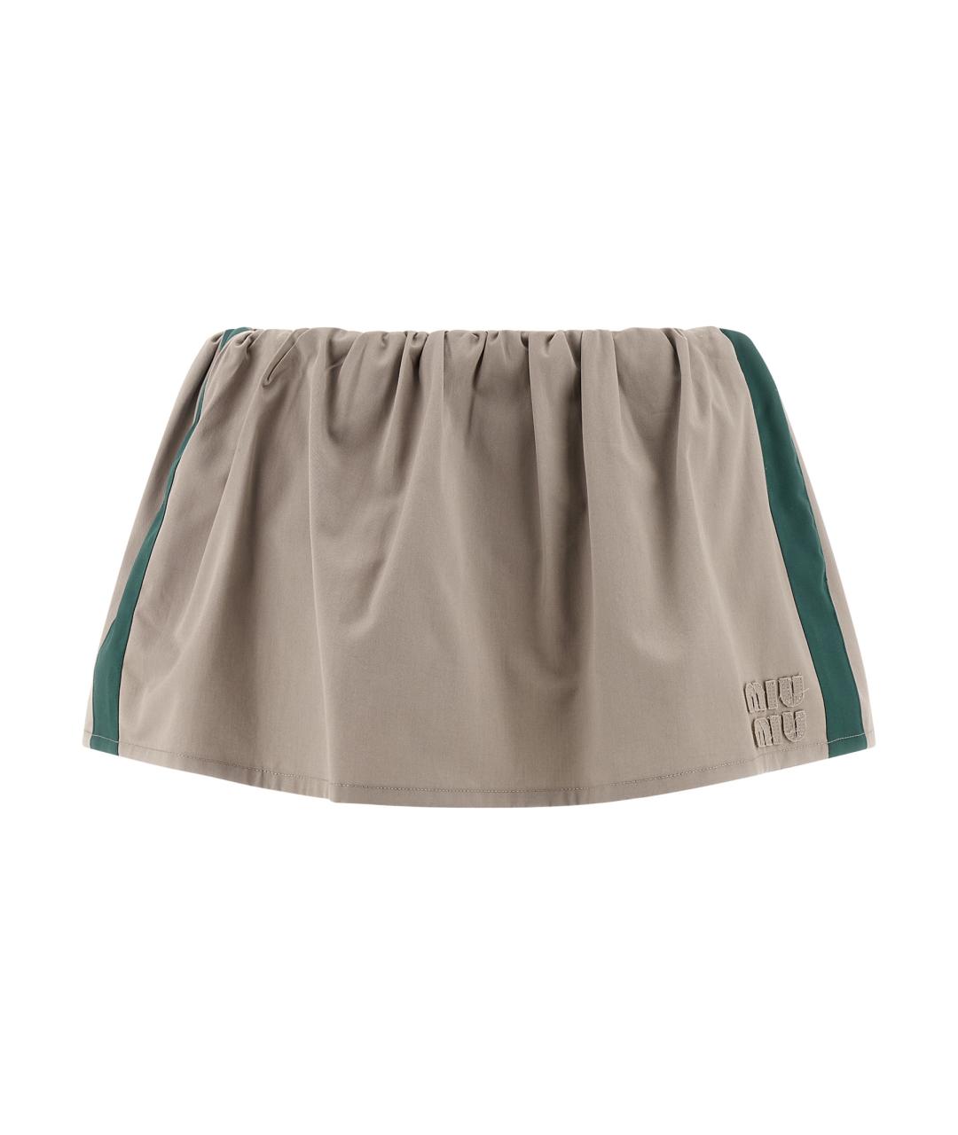 MIU MIU Серая хлопковая юбка мини, фото 1