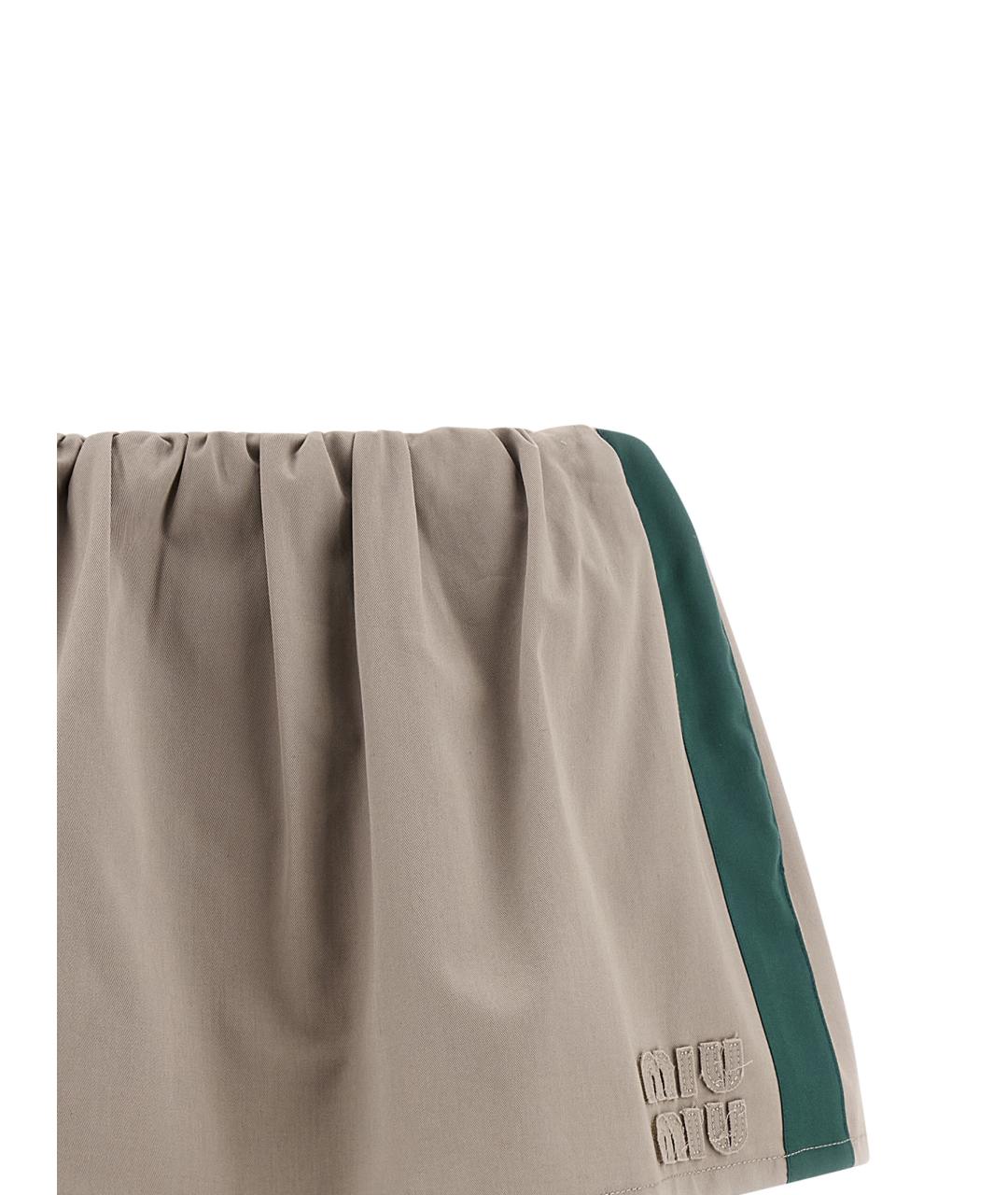 MIU MIU Серая хлопковая юбка мини, фото 3