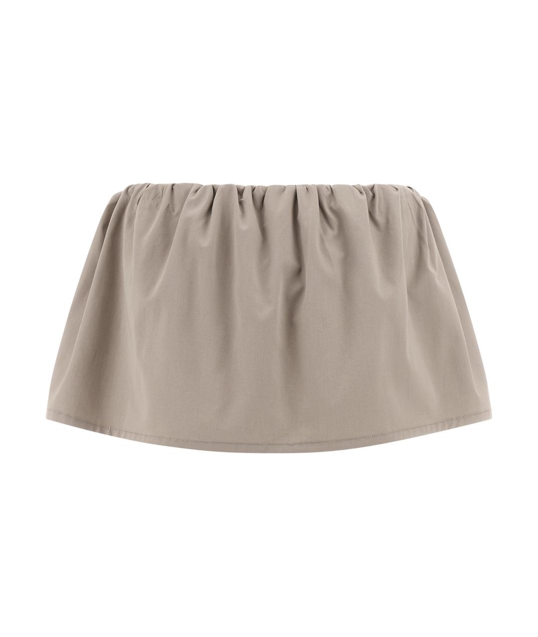 MIU MIU Серая хлопковая юбка мини, фото 2
