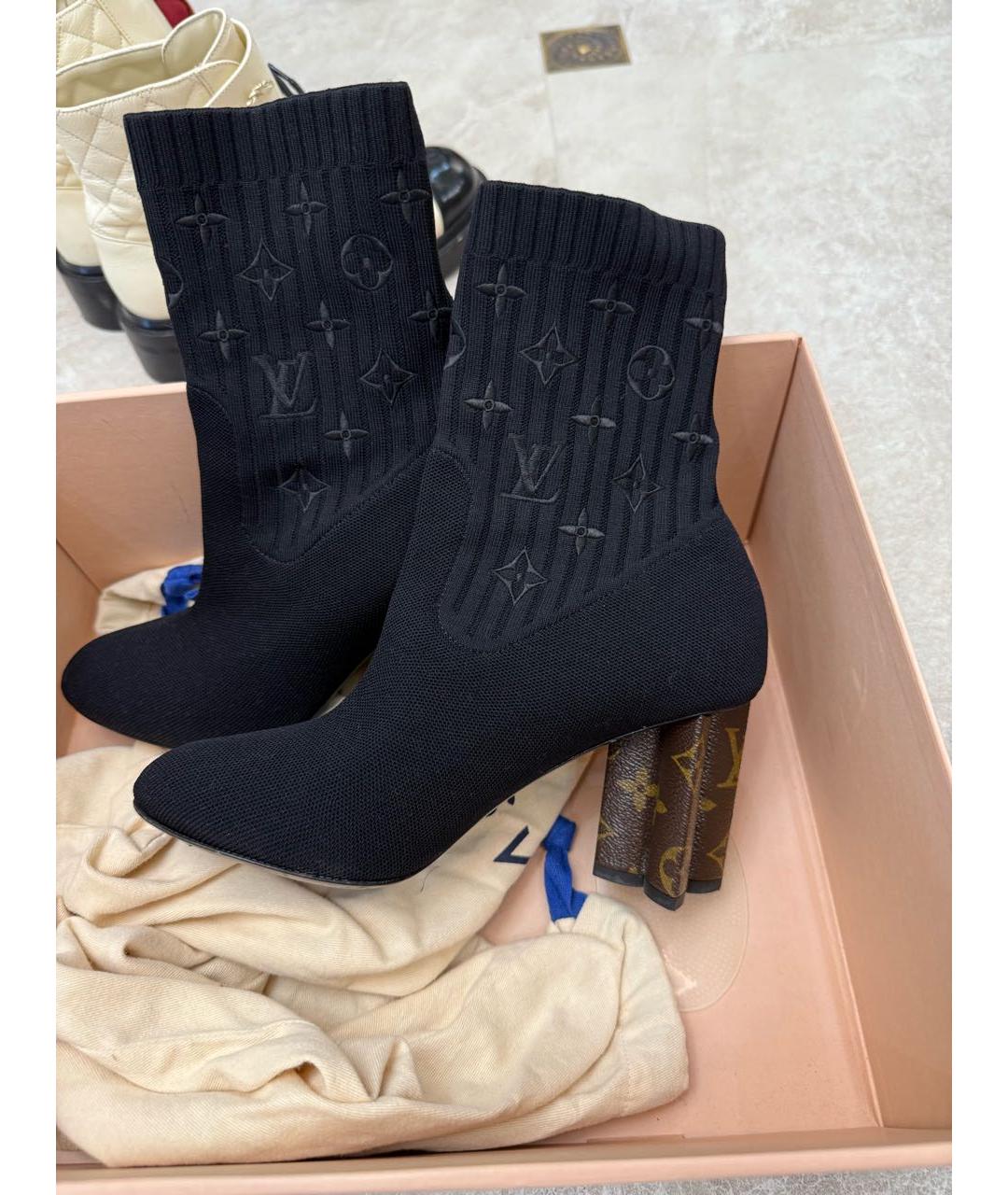 LOUIS VUITTON Черные текстильные ботильоны, фото 5