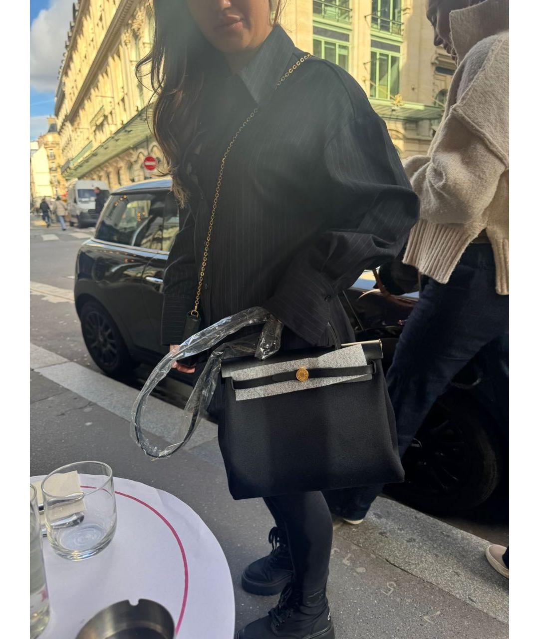 HERMES Черная тканевая сумка через плечо, фото 2