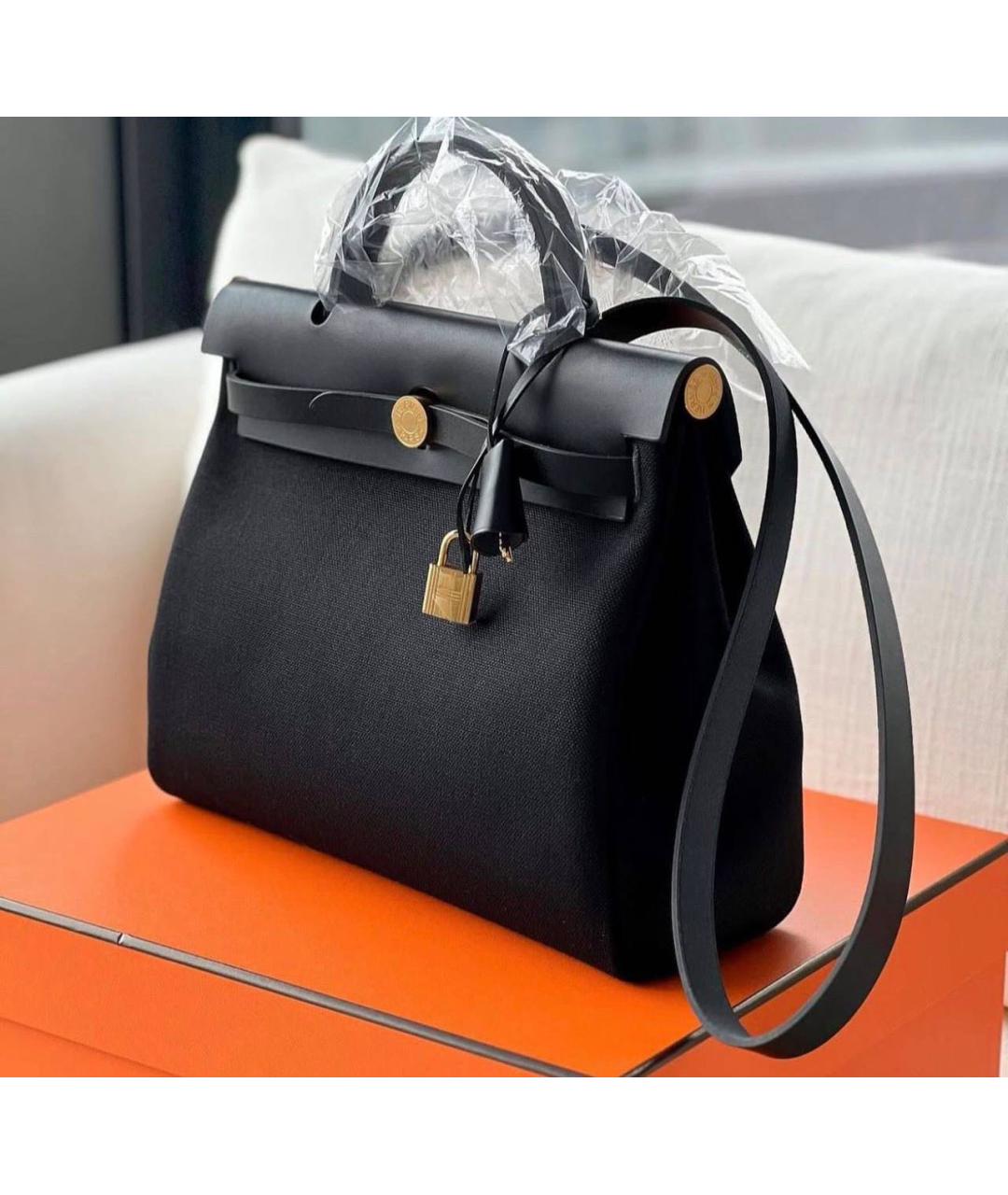 HERMES Черная тканевая сумка через плечо, фото 3