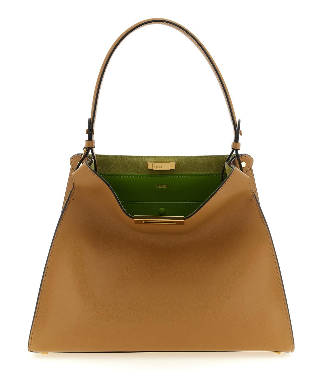 FENDI Бежевая кожаная сумка тоут, фото 1