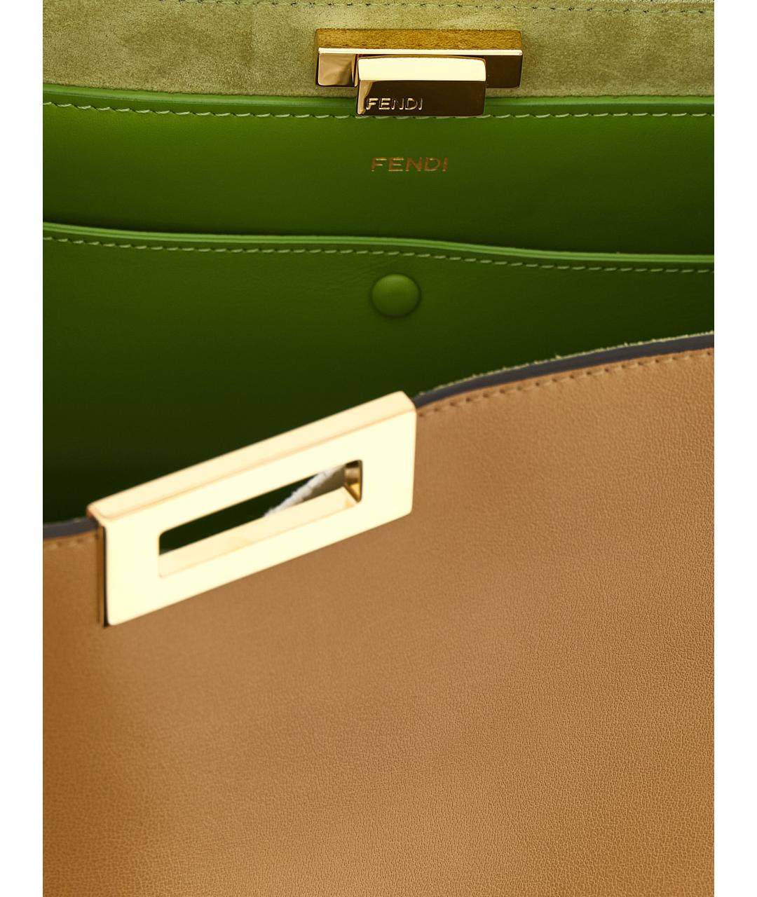 FENDI Бежевая кожаная сумка тоут, фото 4