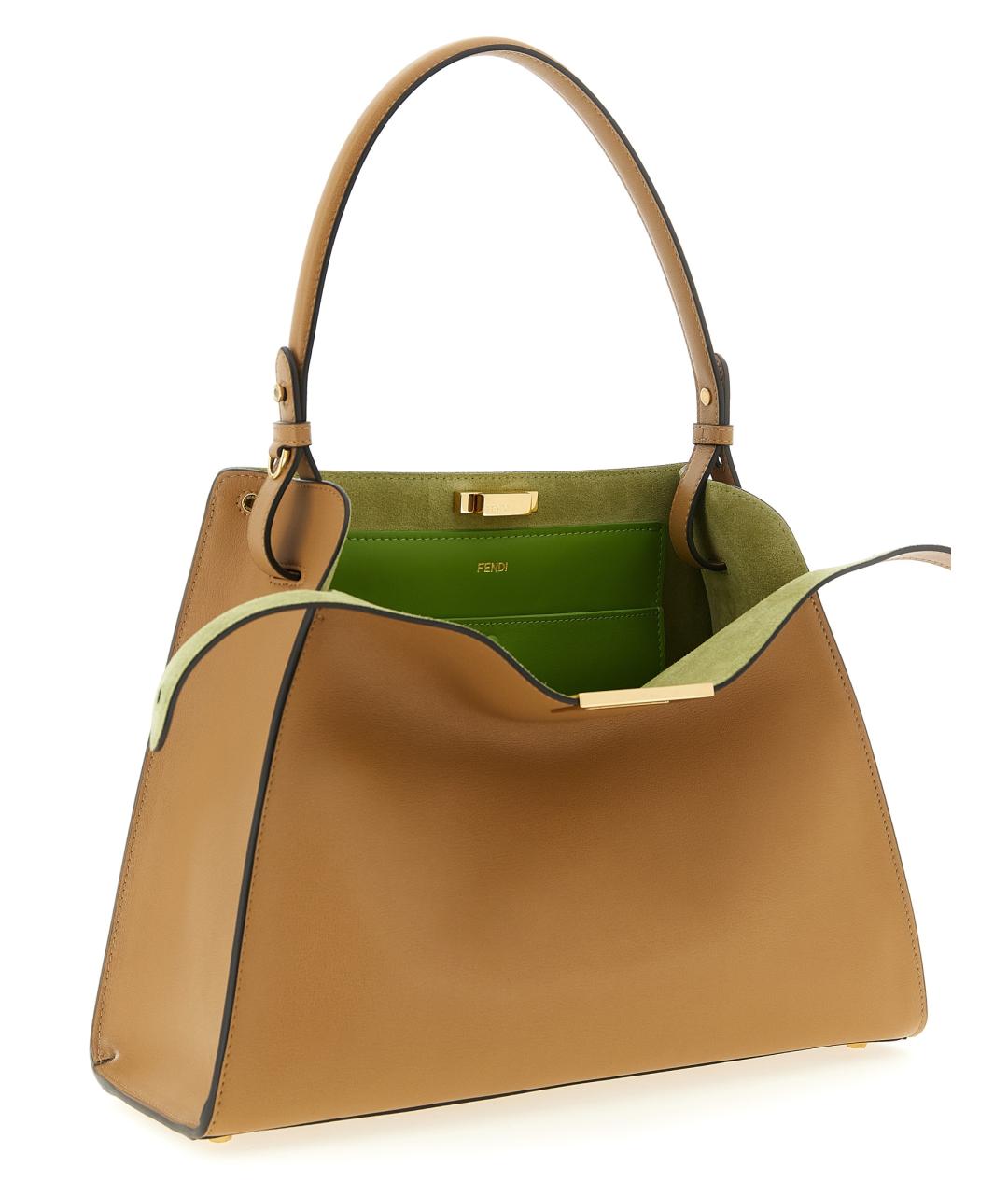 FENDI Бежевая кожаная сумка тоут, фото 3