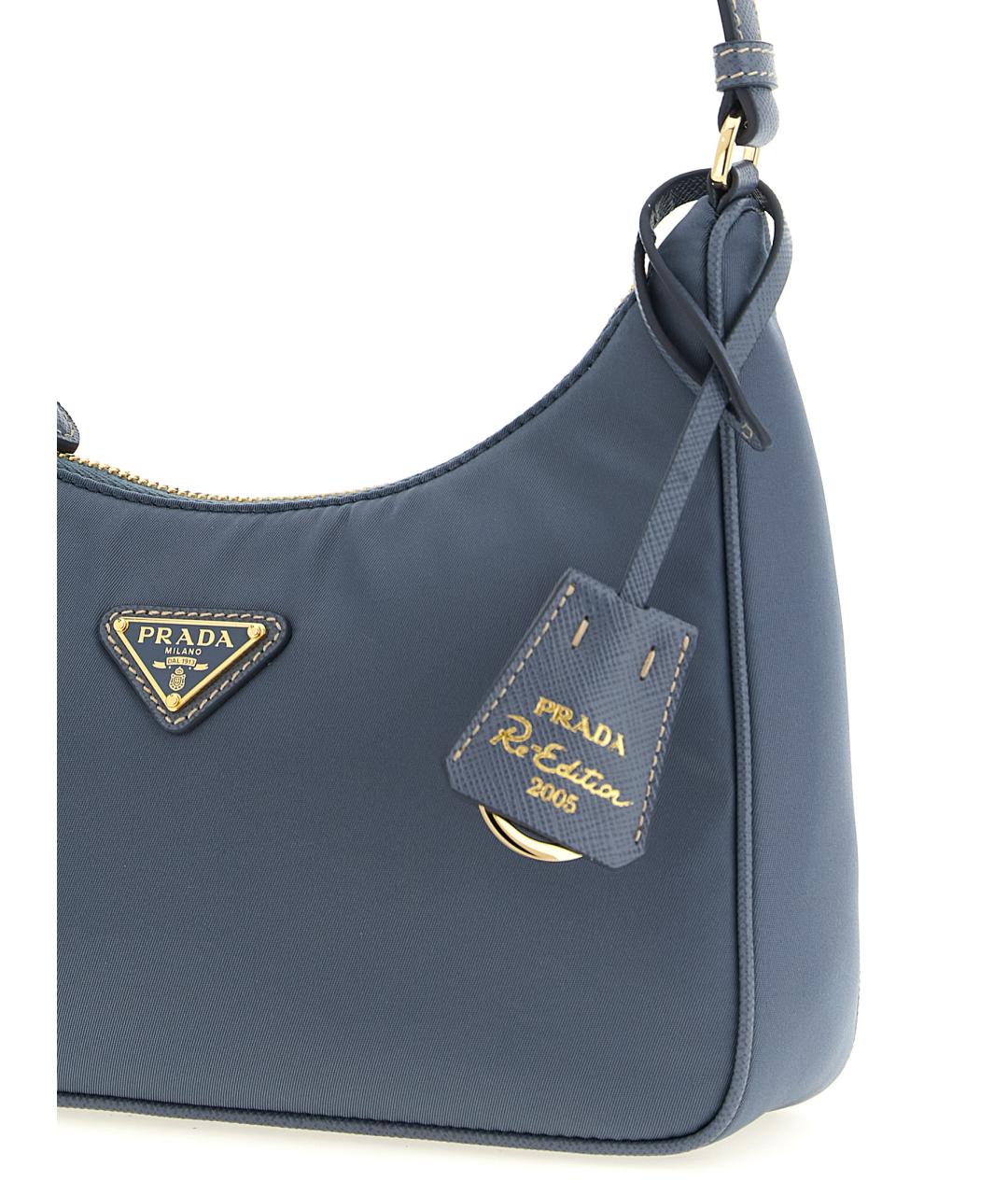 PRADA Голубая тканевая сумка с короткими ручками, фото 3