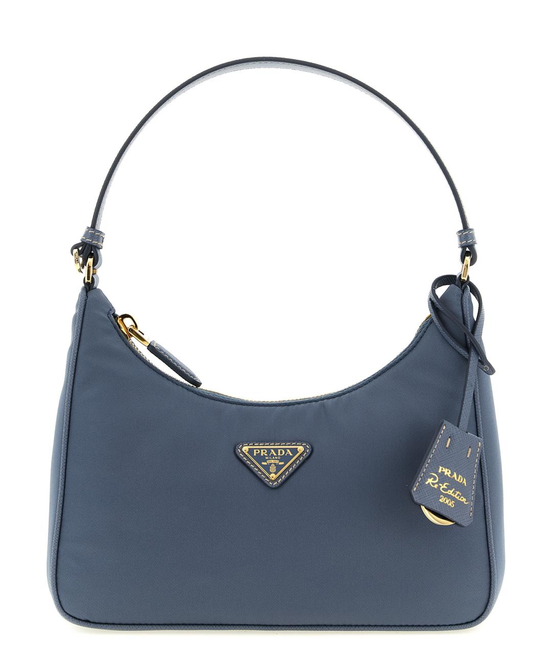 PRADA Голубая тканевая сумка с короткими ручками, фото 1